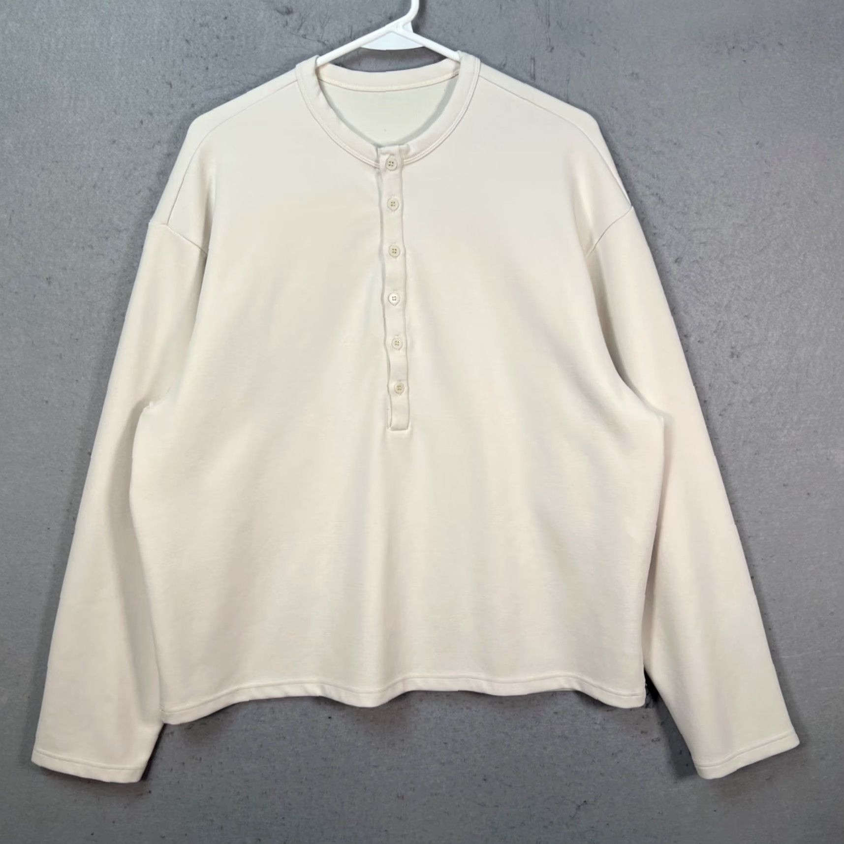 Vintage GRNL Shirt Cotton Blend Cream Long Sleeve Henley Size M Gender-Neutral Adults Women? (Wait) Size M / US 6-8 / IT 42-44 - 2 Thumbnail