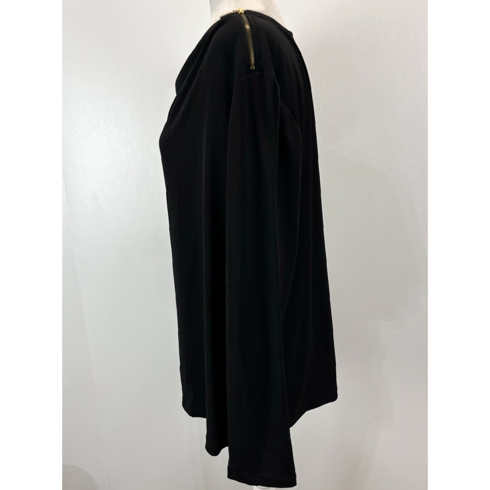 Vintage Chicos Draped Long Sleeve Top Tunic Sz 3 US X-Large Black Slinky Size XL / US 12-14 / IT 48-50 - 2 Thumbnail