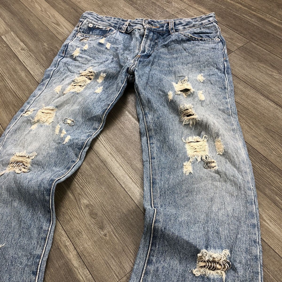 If Six Was Nine 2000s Ingni Distressed Studded Lgb Bootcut Flared Jeans Y2K Size US 28 / EU 44 - 4 Thumbnail