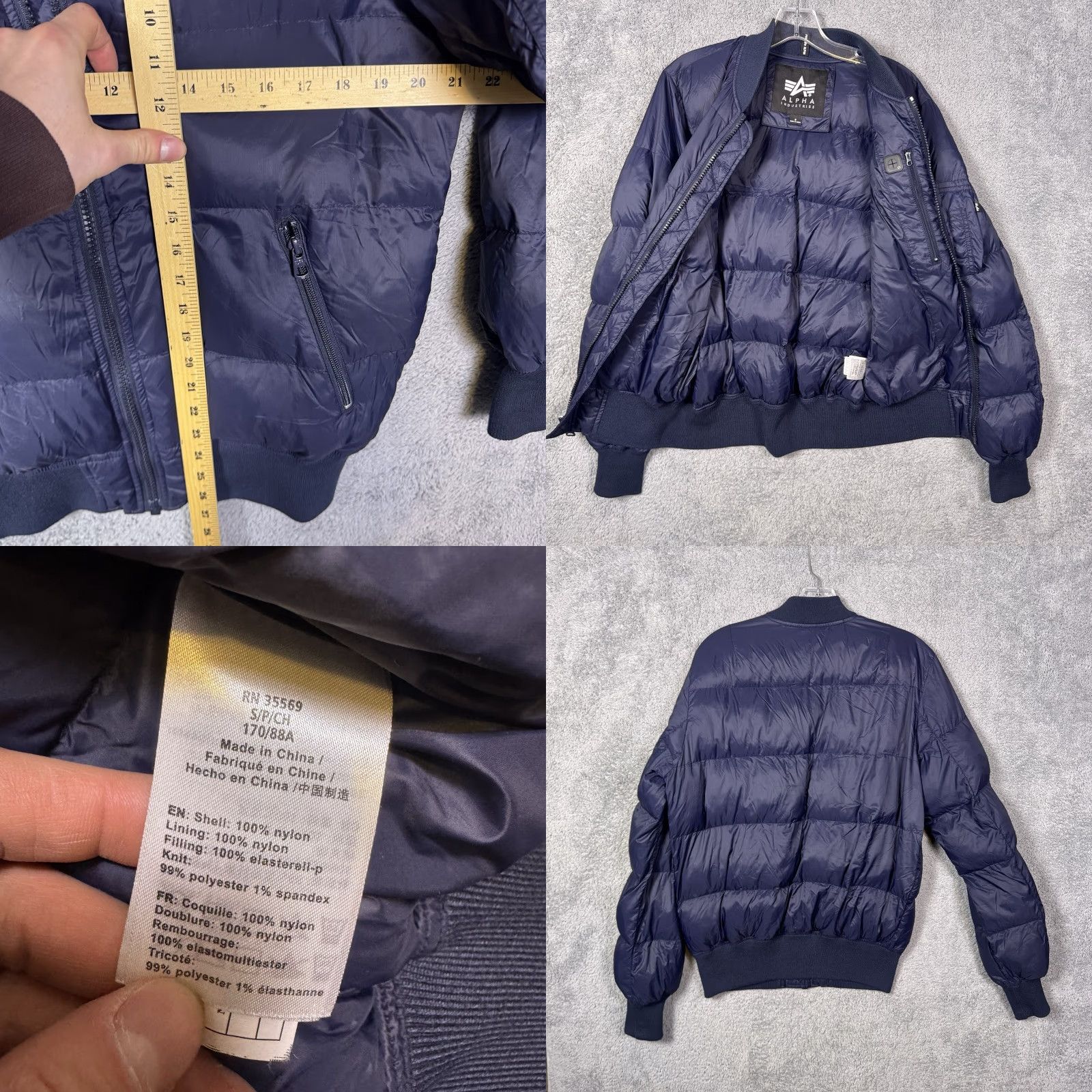 Alpha Industries Alpha Industries Jacket Mens S MA-1 Bomber Flight Quilted Puffer Full Zip Size US XL / EU 56 / 4 - 8 Thumbnail