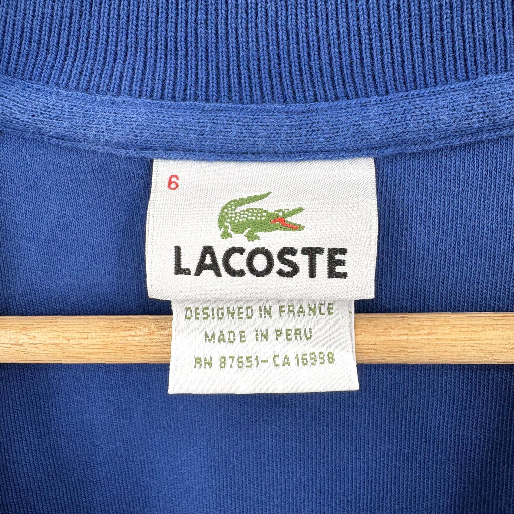Lacoste VINTAGE Lacoste Mens XL Blue Quarter Zip Pullover 100% Cotton Croc Logo Pullover Shirt Sweatshirt Zip Knit Classic Size US XL / EU 56 / 4 - 3 Thumbnail