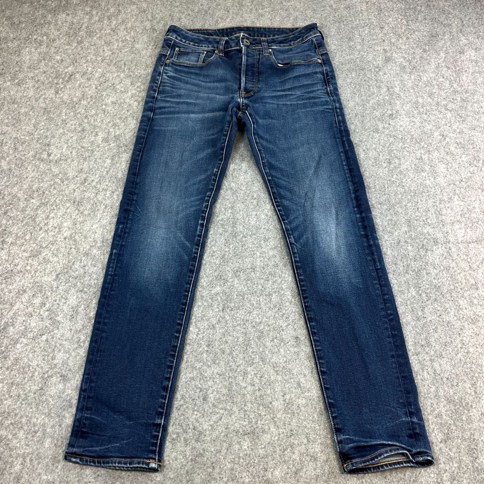 G-Star G-Star Jeans Slim Skinny 29 32 Dark Wash Blue Stretch Whiskers Honeycombing Jeans Mens Size US 29 - 2 Thumbnail