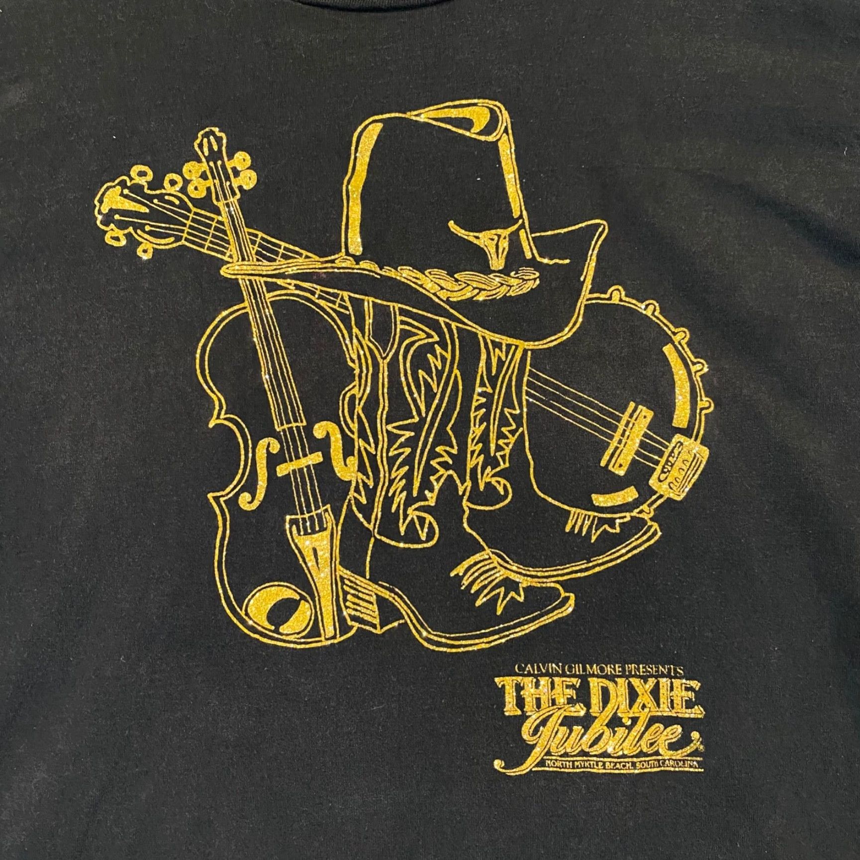 Vintage VINTAGE Dixie Jubilee Shirt Mens XL Black Gold Sparkle Diamond Dust Myrtle Beach 90s Beach Size US XL / EU 56 / 4 - 2 Thumbnail