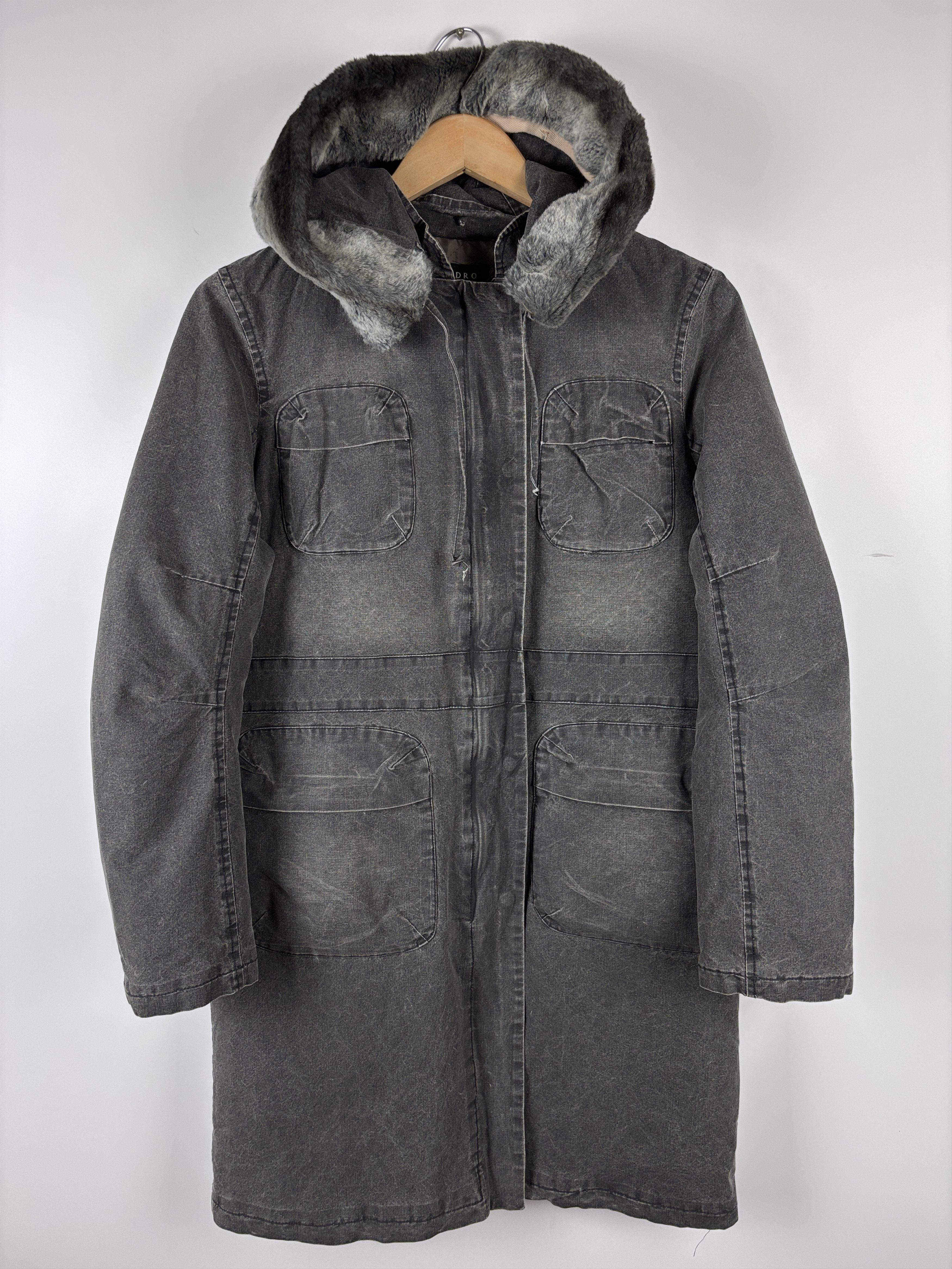 Sandro Womens Sandro Cotton Parka Jacket Fur Hood Gray Size T2 Size S / US 4 / IT 40 - 1 Thumbnail