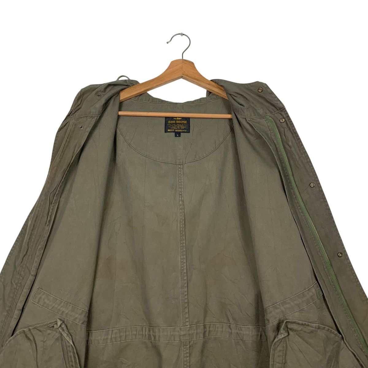 Japanese Brand DOG HOUSE Olive Green Parka Jacket #2368-C106 Size US L / EU 52-54 / 3 - 14 Thumbnail