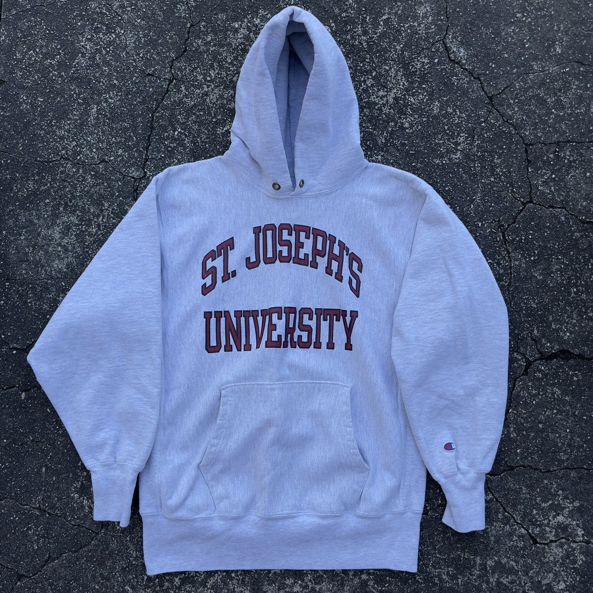 image of American College x Champion VTG 90's St Joes Made In Usa Champion Reverse Weave Hoodie in Heaher Gr