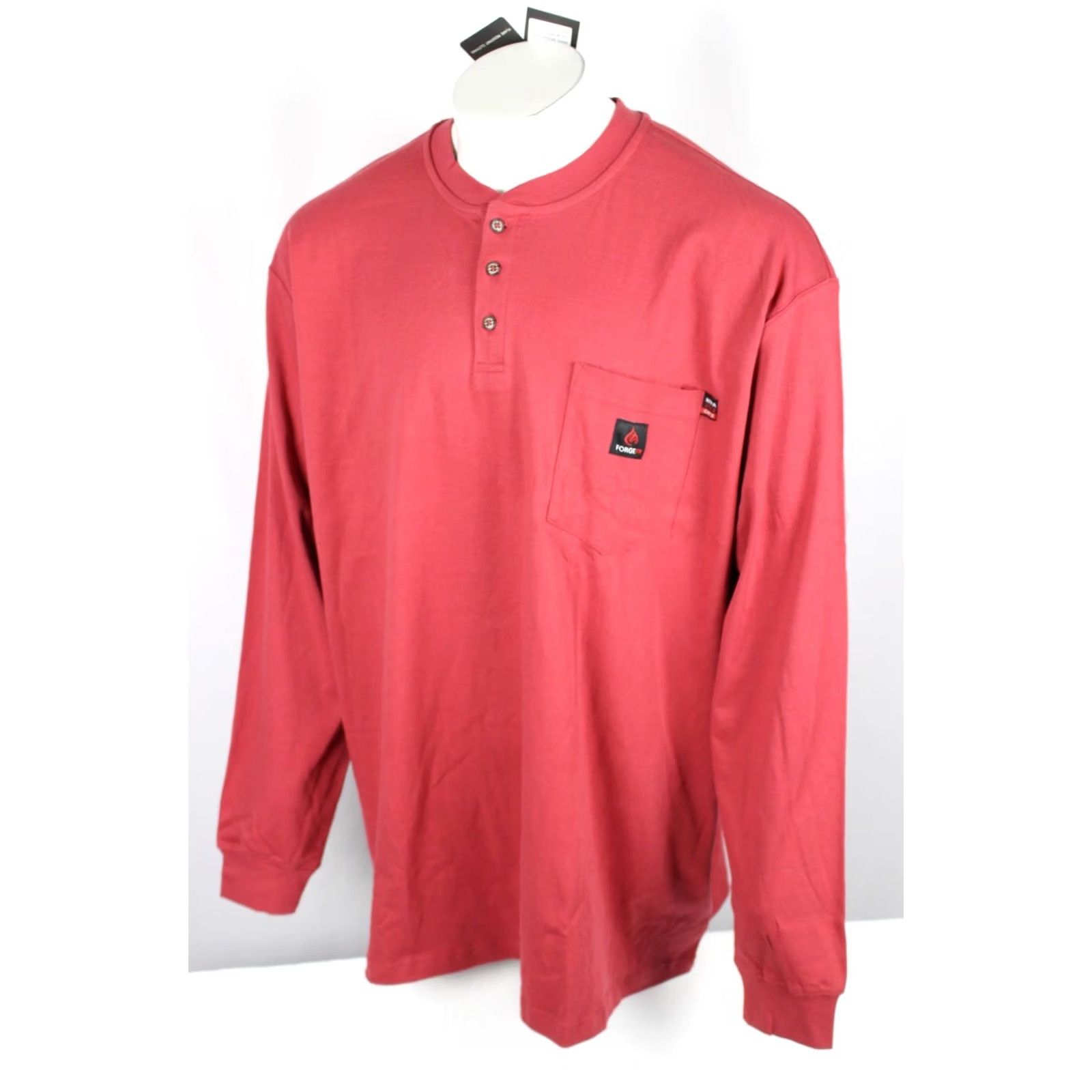 Vintage Forge FR Men's Henley Long Sleeve T Shirt 3XL Red Flame Resistant 100% Cotton Shirt Mens Size US XXL / EU 58 / 5 - 5 Thumbnail