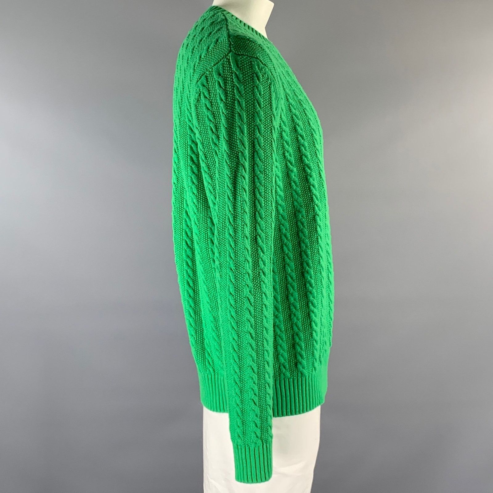 De Fursac FURSAC Size XL Green Knit Wool Blend Cable Knit Sweater Size US XL / EU 56 / 4 - 2 Thumbnail