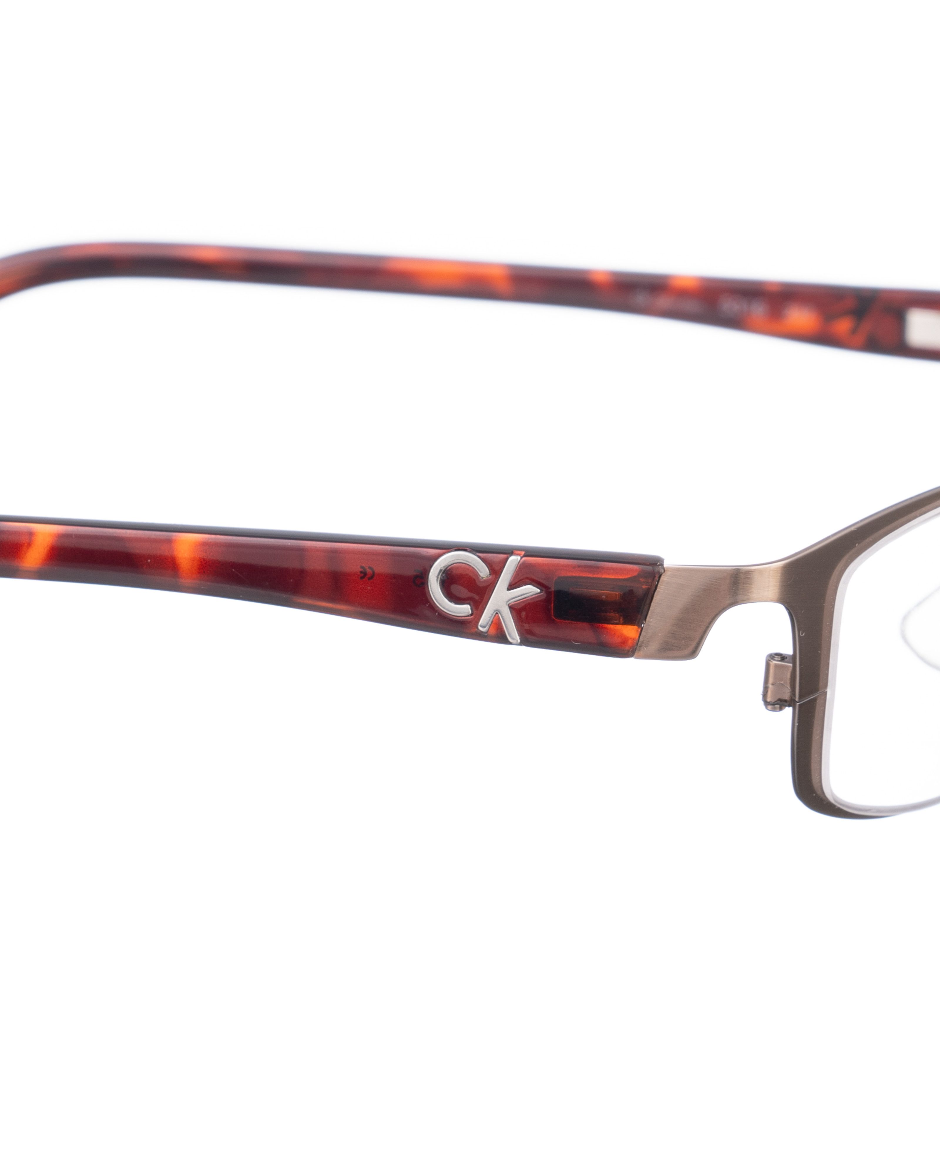 Calvin Klein Calvin Klein 00s Half Rim Havana Metallic Glasses Size ONE SIZE - 3 Thumbnail