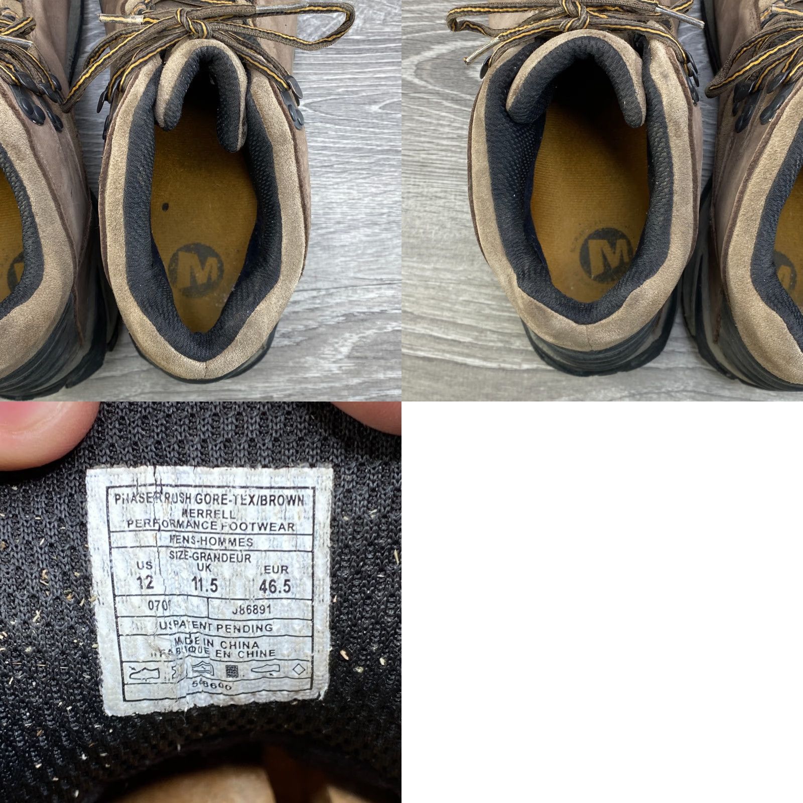 Merrell Merrell Mens Phaser Rush Brown Leather Hiking Boots Gore-Tex Vibram Sole Size US 12 / EU 45 - 8 Thumbnail