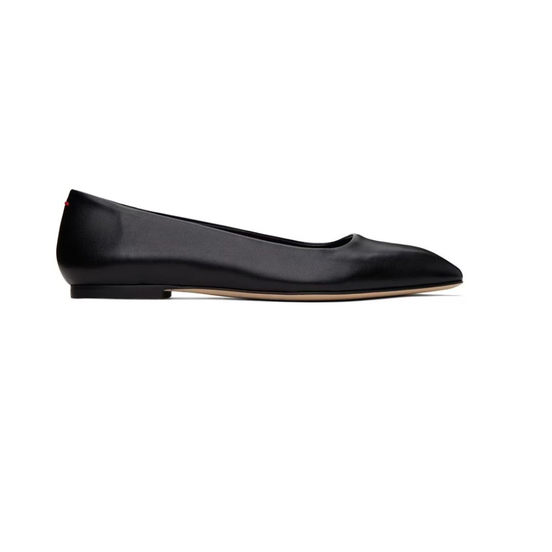 o1s22i1n0924 Leather Crazy Ballet Flats in Black