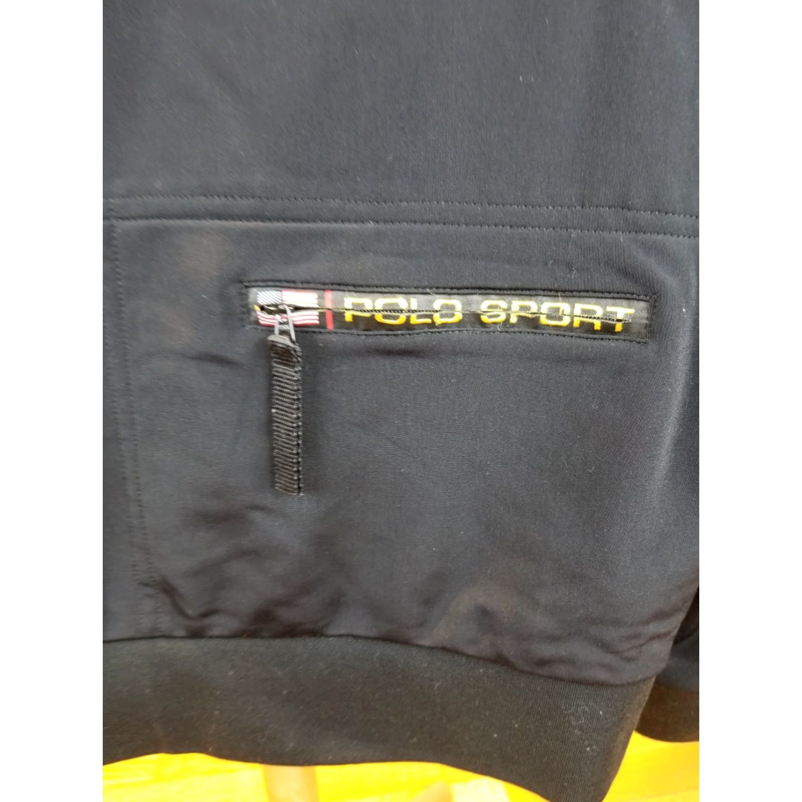 Ralph Lauren VINTAGE Polo Sport TRACK JACKET Ralph Lauren Men Black SZ Large Jacket Hooded Zip Cross Chest 23in Neck to Cuff 31in Top to Bottom 26in Size US L / EU 52-54 / 3 - 7 Thumbnail