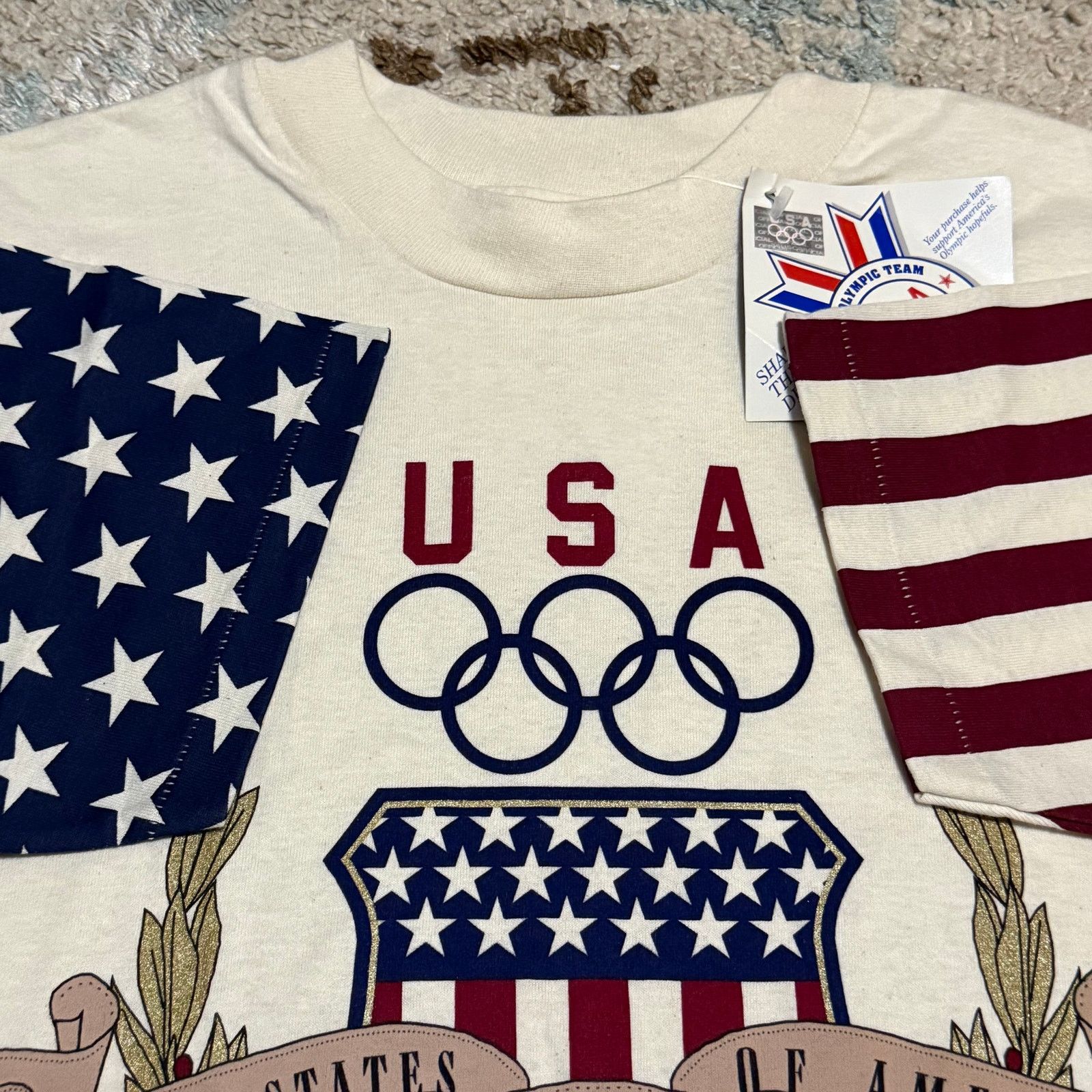 Hanes × USA Olympics × Vintage 1996 USA Olympics Shirt Atlanta Stars & Stripes Sleeves Size US M / EU 48-50 / 2 - 2 Thumbnail
