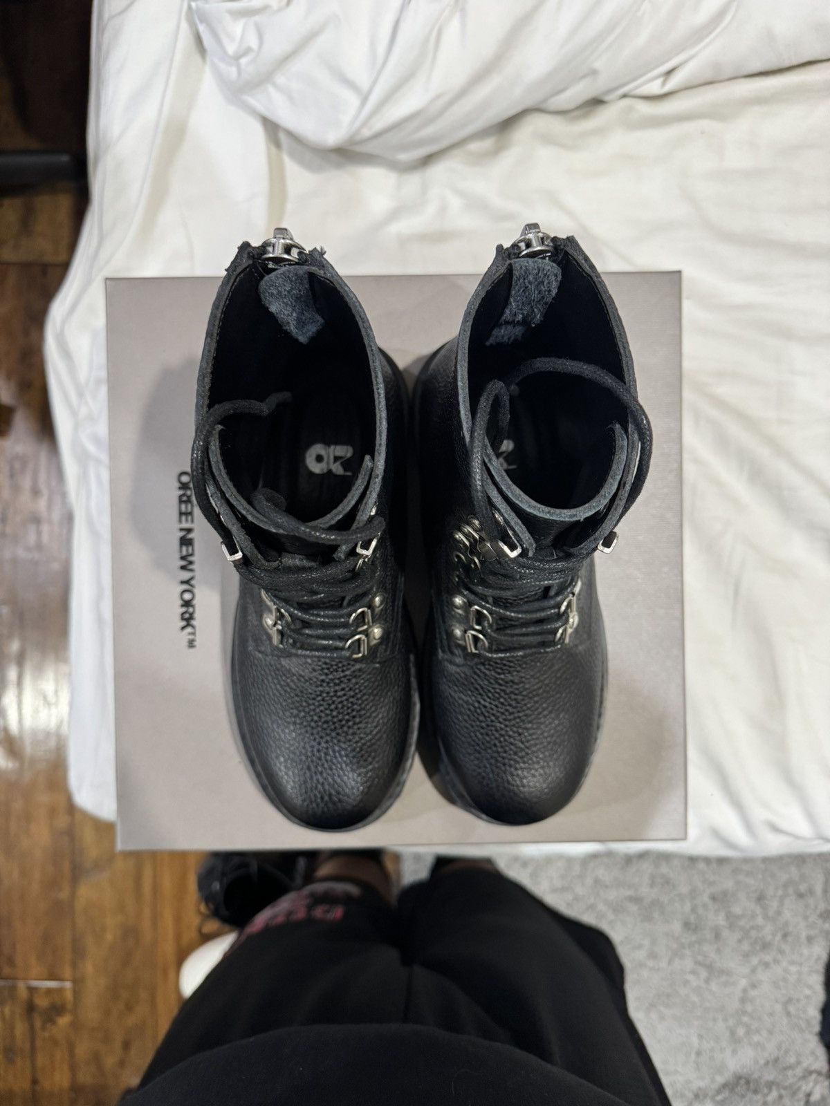 Oree New York Oree NY Infantry Lace Up Combat Boot Black Leather 6 38.5 39 Size US 6 / EU 39 - 4 Thumbnail