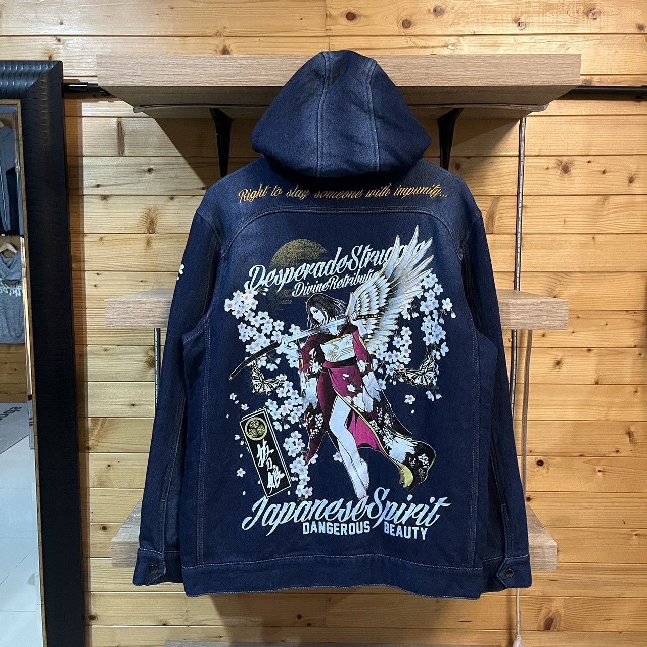 Japanese Brand Divine Retribution Angel Samurai Zip Up Hoodie Indigo Blue Size US L / EU 52-54 / 3 - 1 Thumbnail