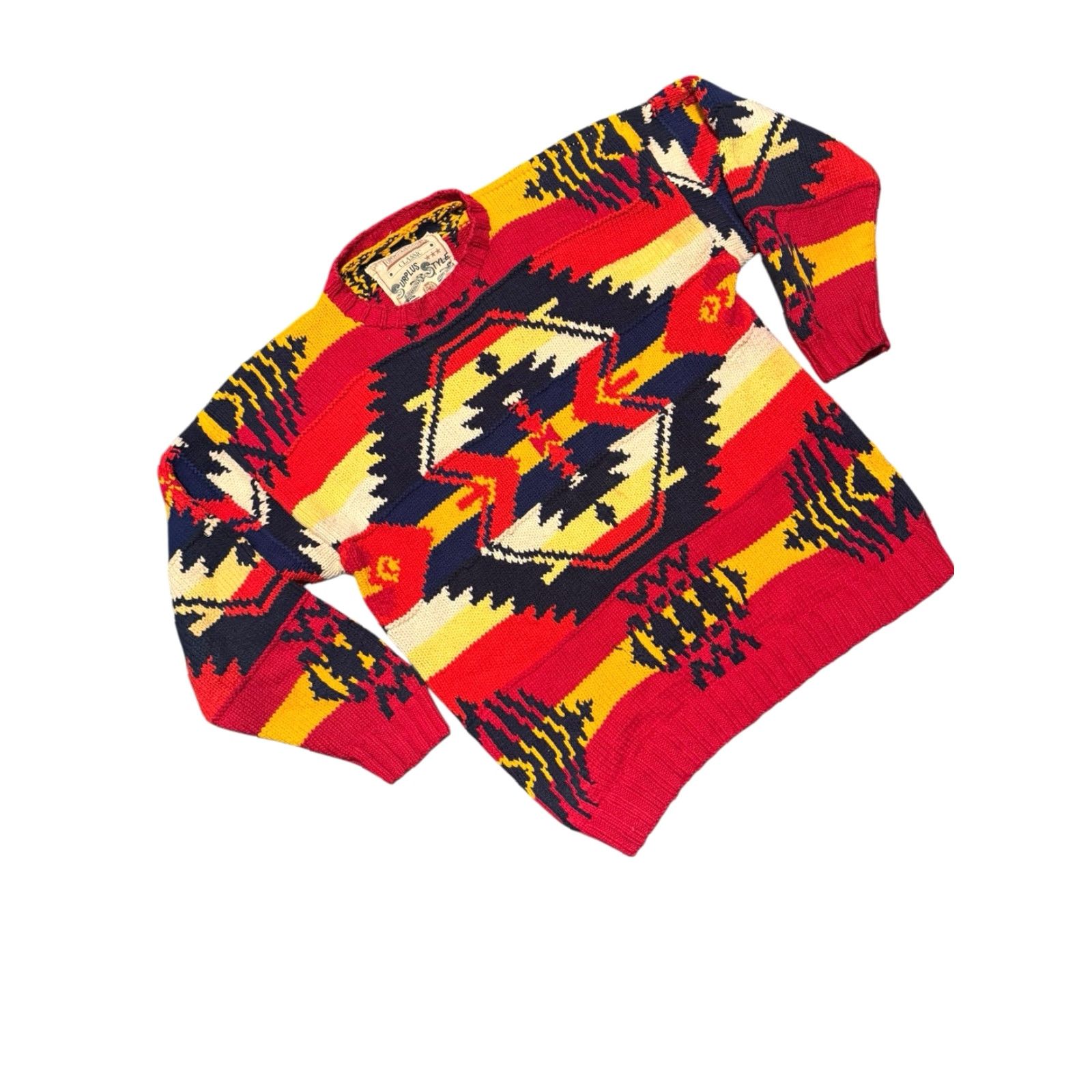 Tommy Hilfiger VINTAGE Tommy Hilfiger Classic Surplus Style Aztec Print Pullover Sweater L Rare Mens Size US L / EU 52-54 / 3 - 3 Thumbnail