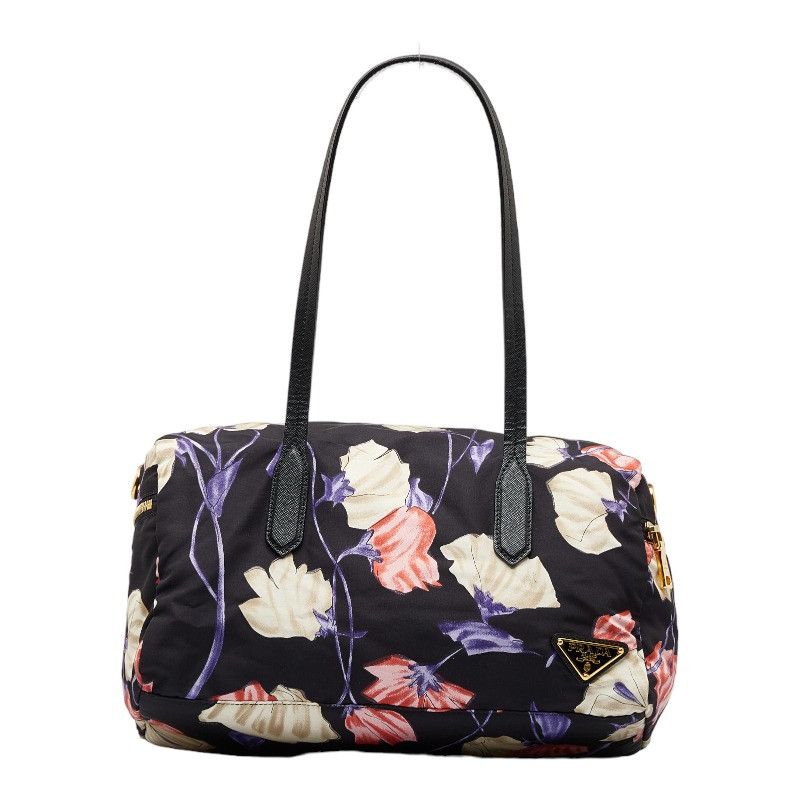 image of Prada Tessuto Floral Shoulder Bag in Black, Women's