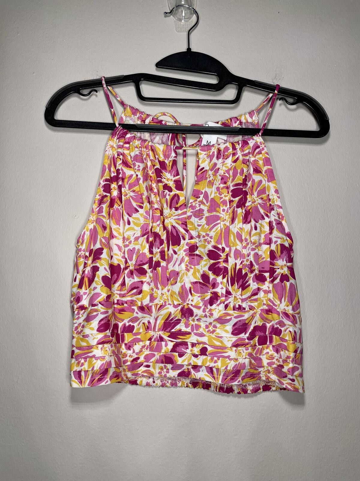 Japanese Brand Japna Floral Halter Crop Top Smocked Boho Festival Blouse M Size M / US 6-8 / IT 42-44 - 3 Thumbnail