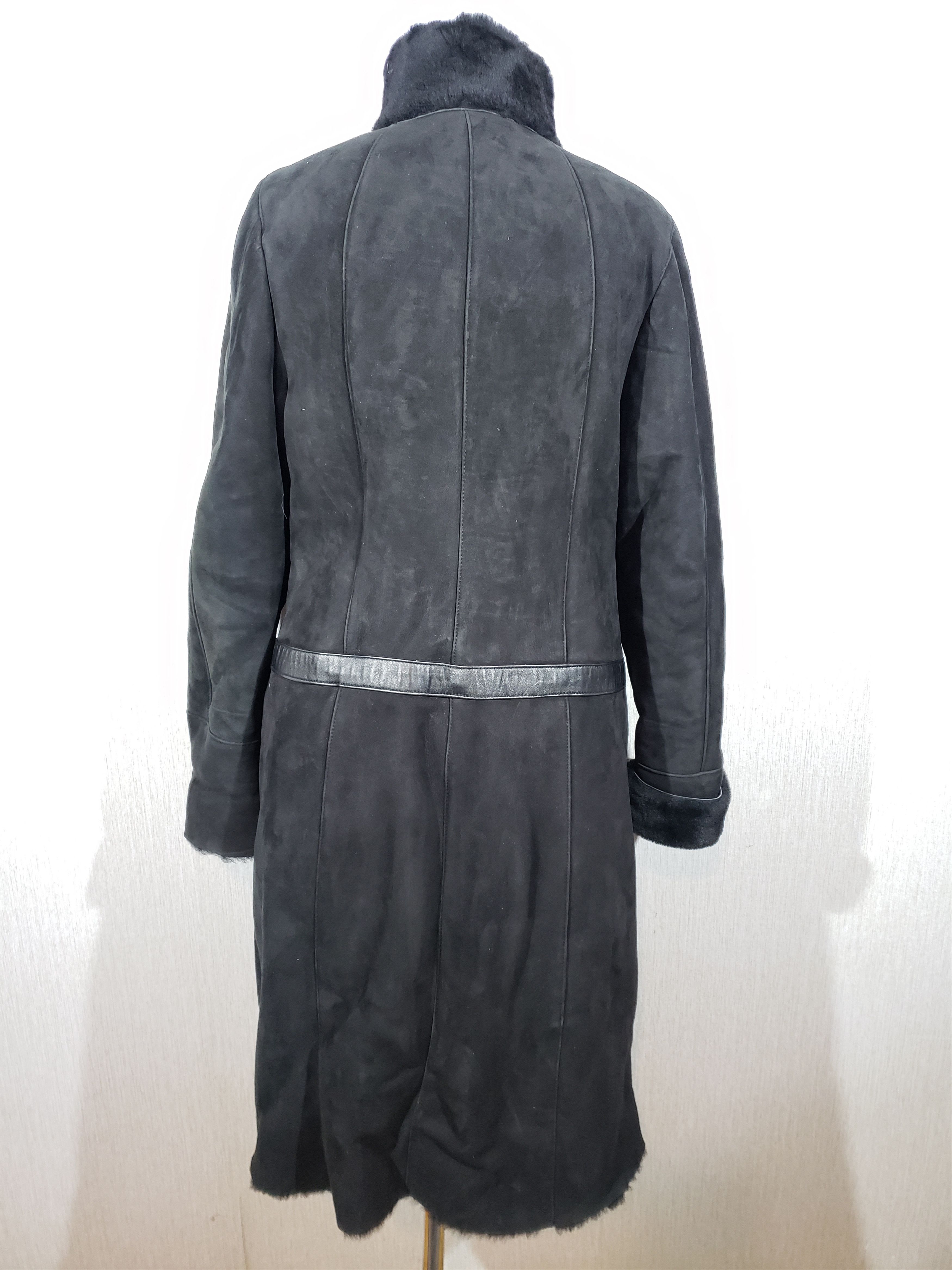 Genuine Leather Stylish black sheepskin coat with metal zipper. Size XL / US 12-14 / IT 48-50 - 4 Thumbnail