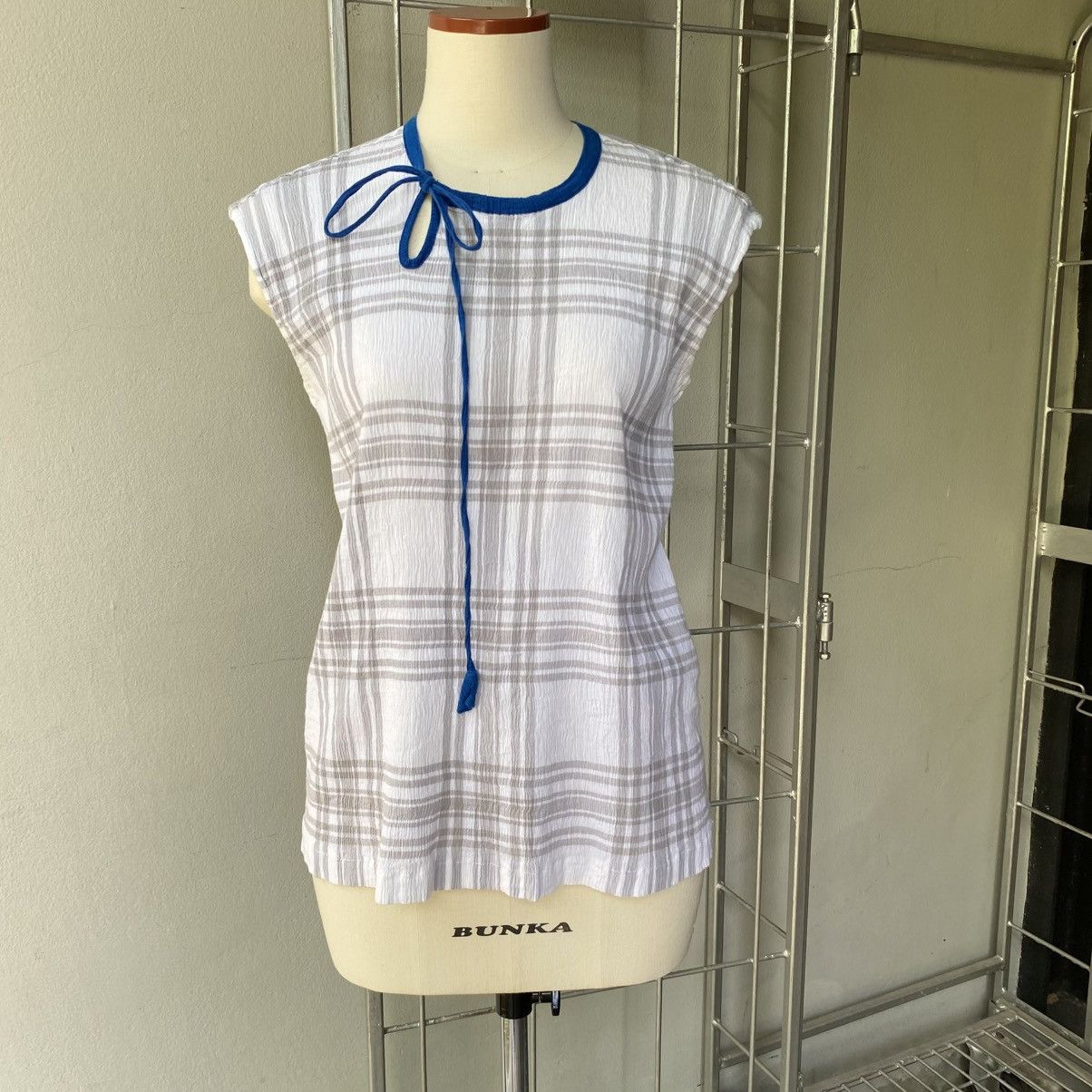 Tsumori Chisato Tsumori Chisato Blue Trim Bow Tie Sleeveless Blouse Size M / US 6-8 / IT 42-44 - 10 Thumbnail