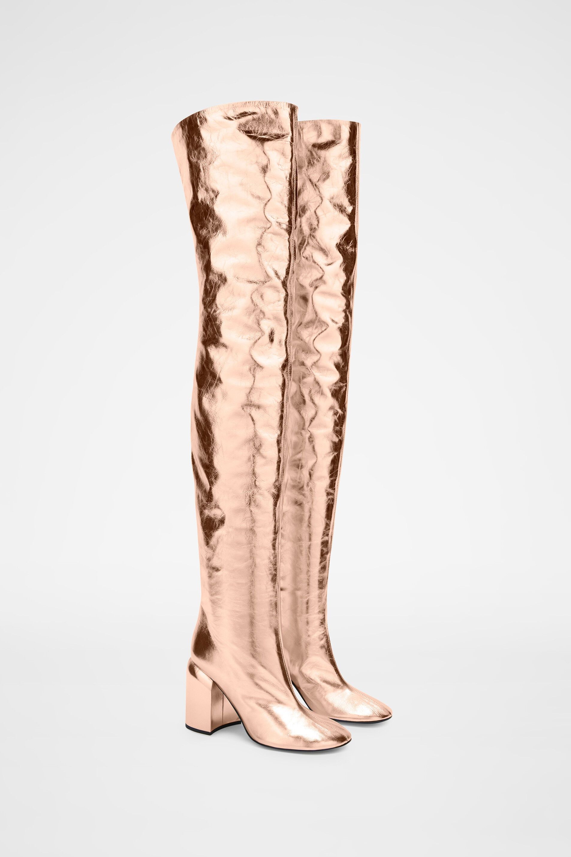 Jil Sander o1y1025 Leather Boots in Rose Gold Size US 7 / IT 37 - 2 Thumbnail