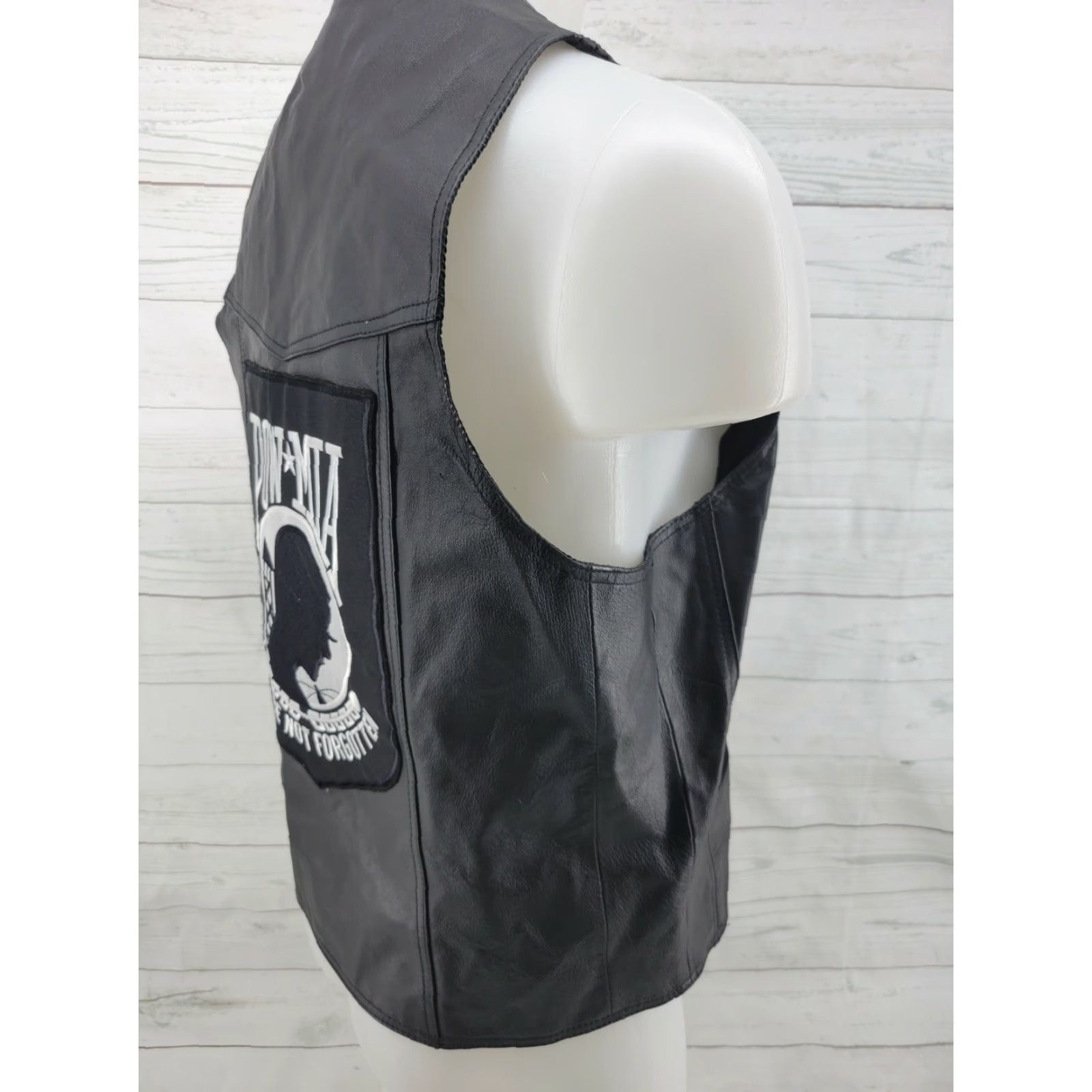 Vintage VINTAGE Oscar Piel POW MIA Leather Vest Black Medium Men Vest Size US M / EU 48-50 / 2 - 5 Thumbnail
