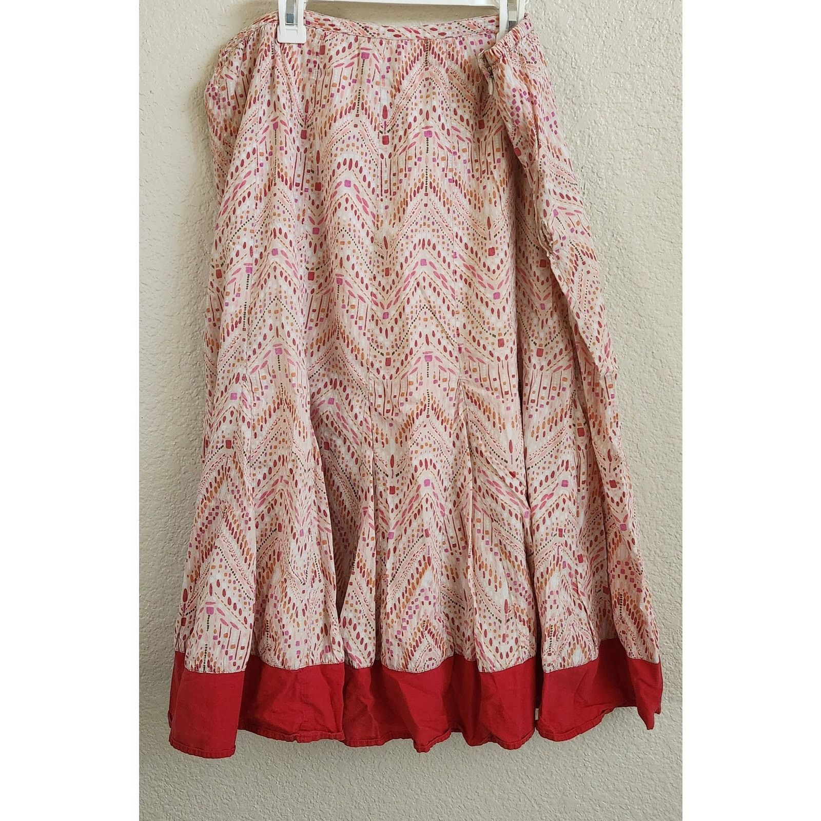 Other JM Collection White Pink Red Dot Print Ruffled Hem Skirt 12 Size 34" / US 12 / IT 48 - 1 Thumbnail