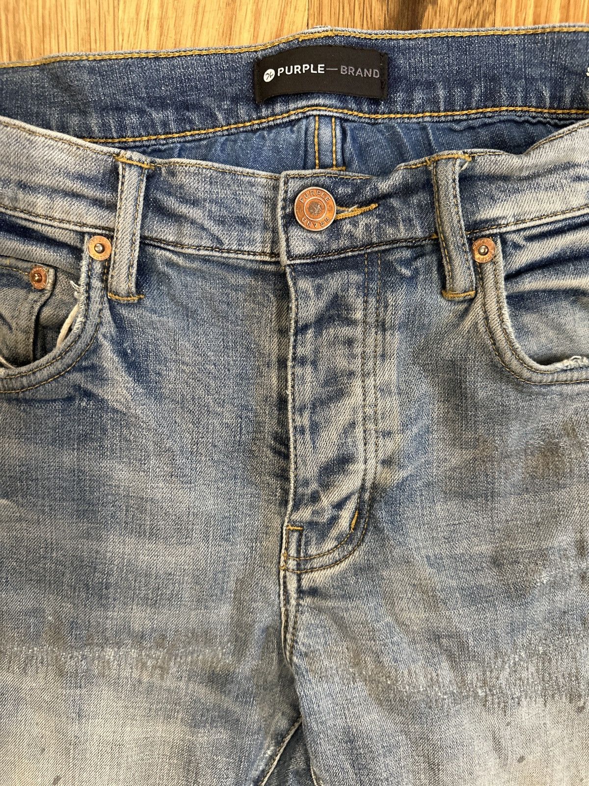 Purple Brand Purple Brand Stitched Dirty Blue Denim Jeans Size 32 Size US 32 / EU 48 - 4 Thumbnail