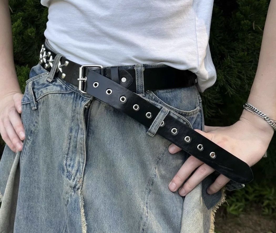 Japanese Brand × Vintage Retro y2k punk faux leather multi star rivet studded belt Size ONE SIZE - 3 Thumbnail