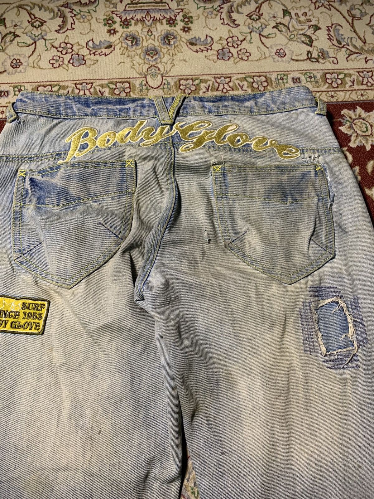 Body Glove Y2K BODY GLOVE BORO SASHIKO PANT EMBROIDERED LOGO DISTRESS Size US 31 - 15 Thumbnail