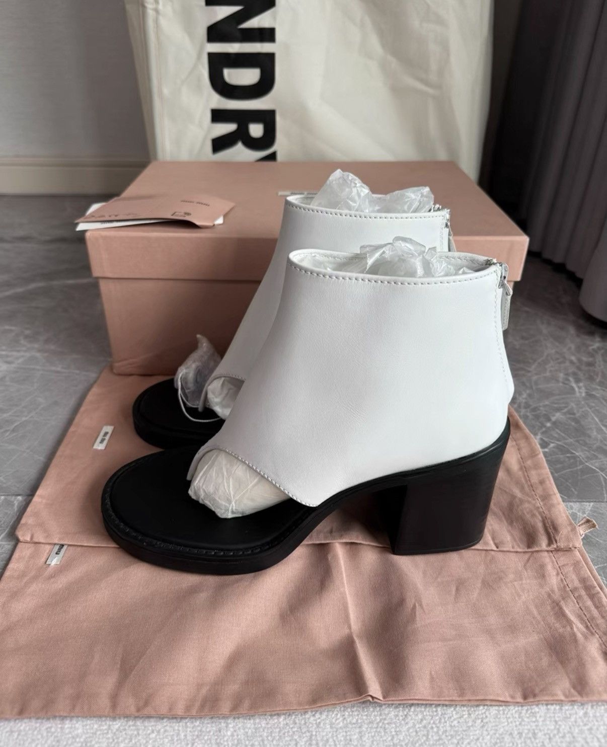 Miu Miu Miu Miu Block Heel Thong High Heel Wedge Slides K6 Size US 8 / IT 38 - 1 Thumbnail