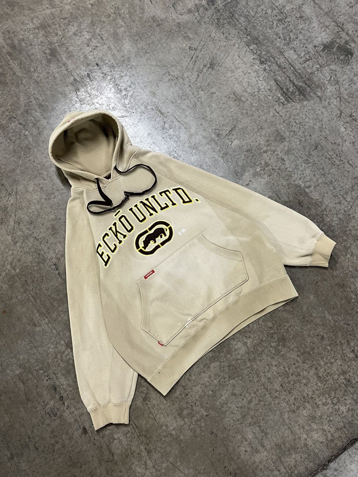 Ecko Unltd. × Vintage Ecko utld y2k sun faded boxy fit cream hoodie skater hip hop Size US M / EU 48-50 / 2 - 2 Thumbnail