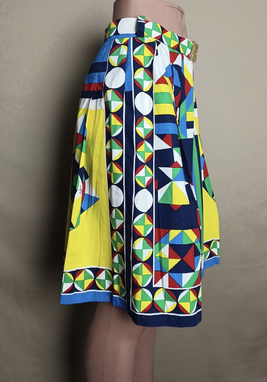 Vintage Emilia Bellini Vintage 70s Abstract Print Cotton Skirt EU 44 Size 30" / US 8 / IT 44 - 3 Thumbnail
