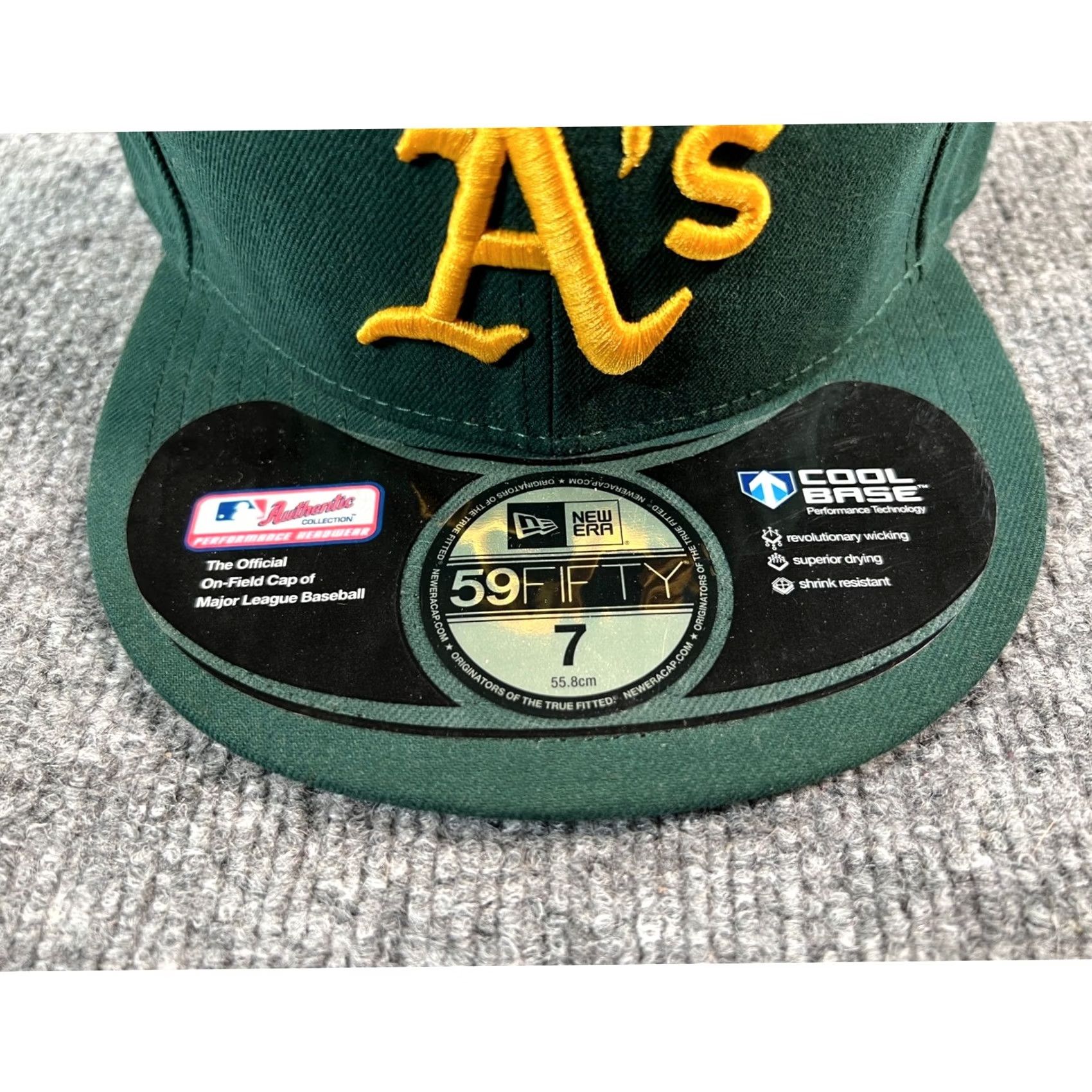 New Era New Era Oakland Athletics Hat Mens Size 7 Green 59FIFTY MLB Authentic Fitted Cap Size ONE SIZE - 2 Thumbnail