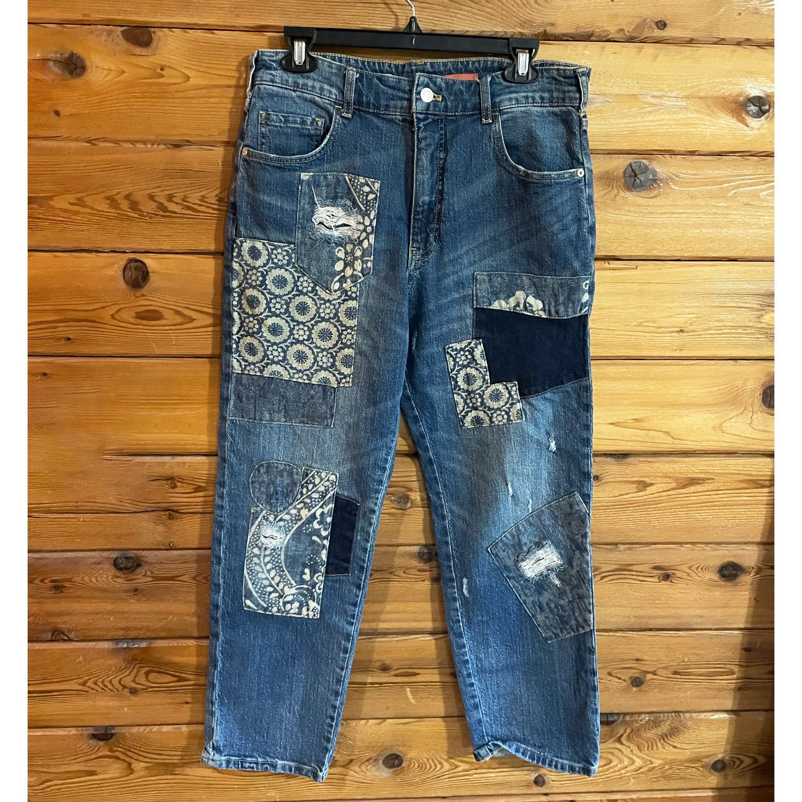 Anthropologie Pilcro The Borrowed online Boyfriend Patchwork Jeans Size 29 New