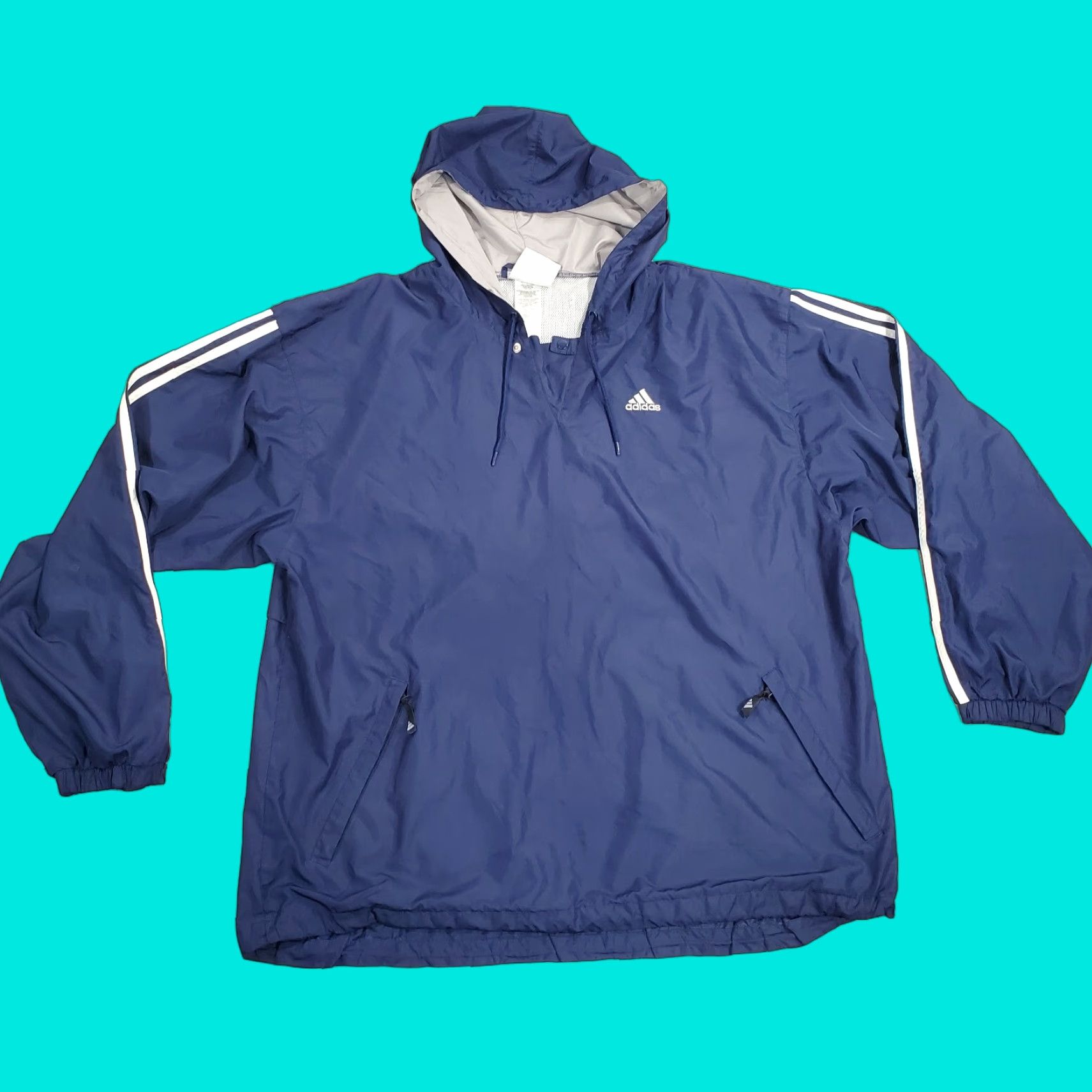 Adidas VINTAGE adidas Jacket Mens 2XL Windbreaker Blue Logo Pockets 90s Y2K Outdoor Vented Hooded Regular Jacket Mens Size US XXL / EU 58 / 5 - 1 Thumbnail