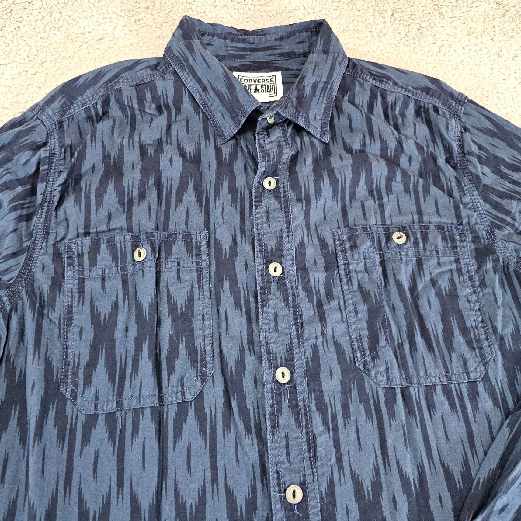 Converse Converse Shirt Mens M Blue Casual Long Sleeve Knit Button Up Pockets Size US M / EU 48-50 / 2 - 2 Thumbnail