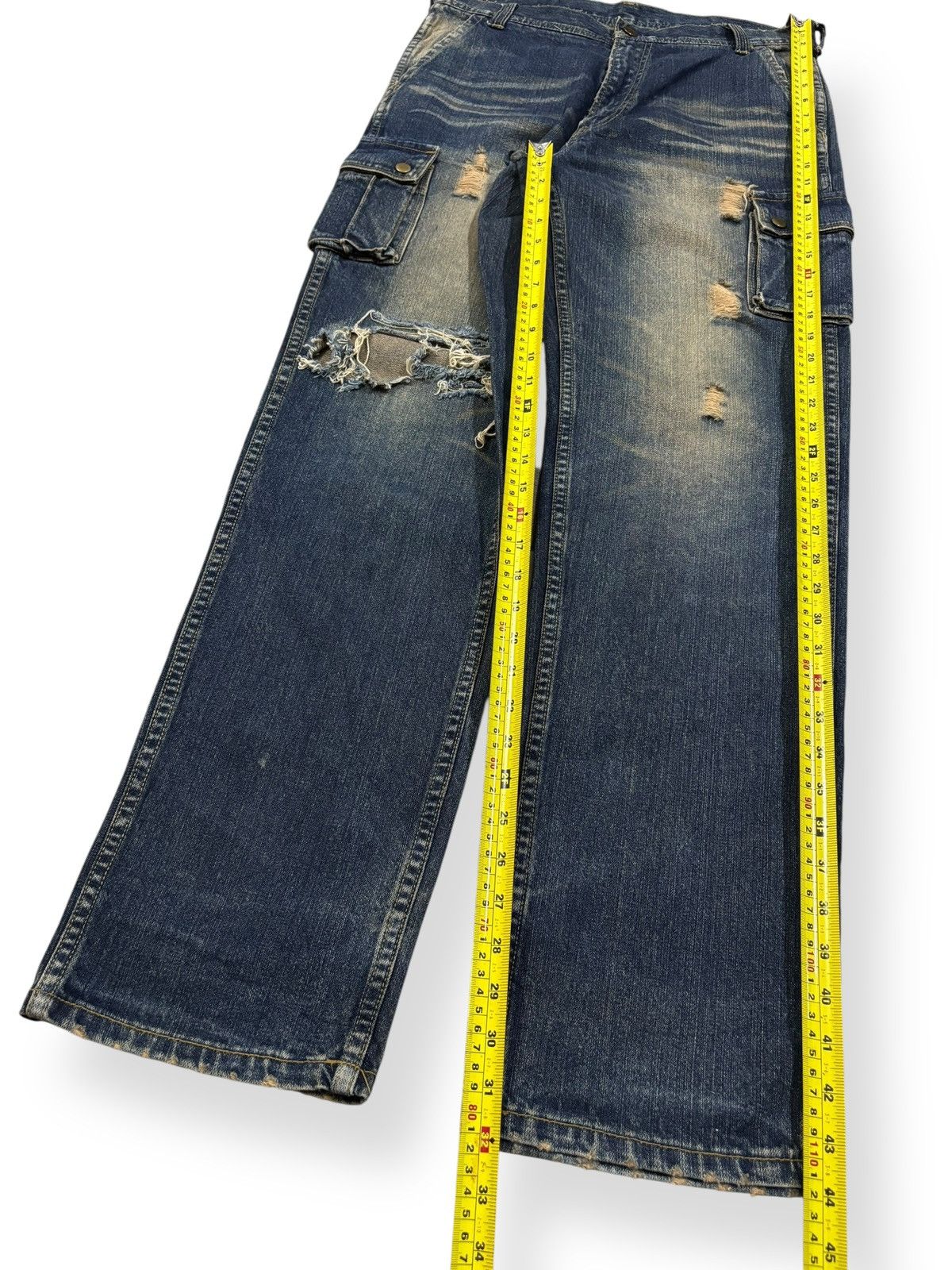 POST ARCHIVE FACTION (PAF) Vintage Japanese Brand Mud Wash Distressed Cargo Jeans Size US 32 / EU 48 - 13 Thumbnail