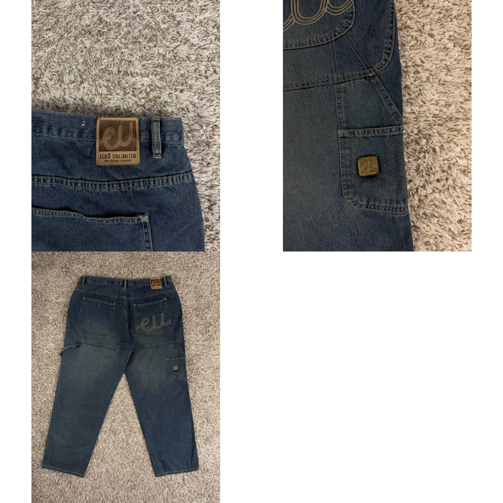 Ecko Unltd. Ecko Unltd Denim Foundry Carpenter Jeans Blue Contrast Stitch Side Pocket 42 Mens Jeans 5-Pocket Design 32in Inseam Regular Size 42 Blue Size US 42 / EU 58 - 10 Thumbnail