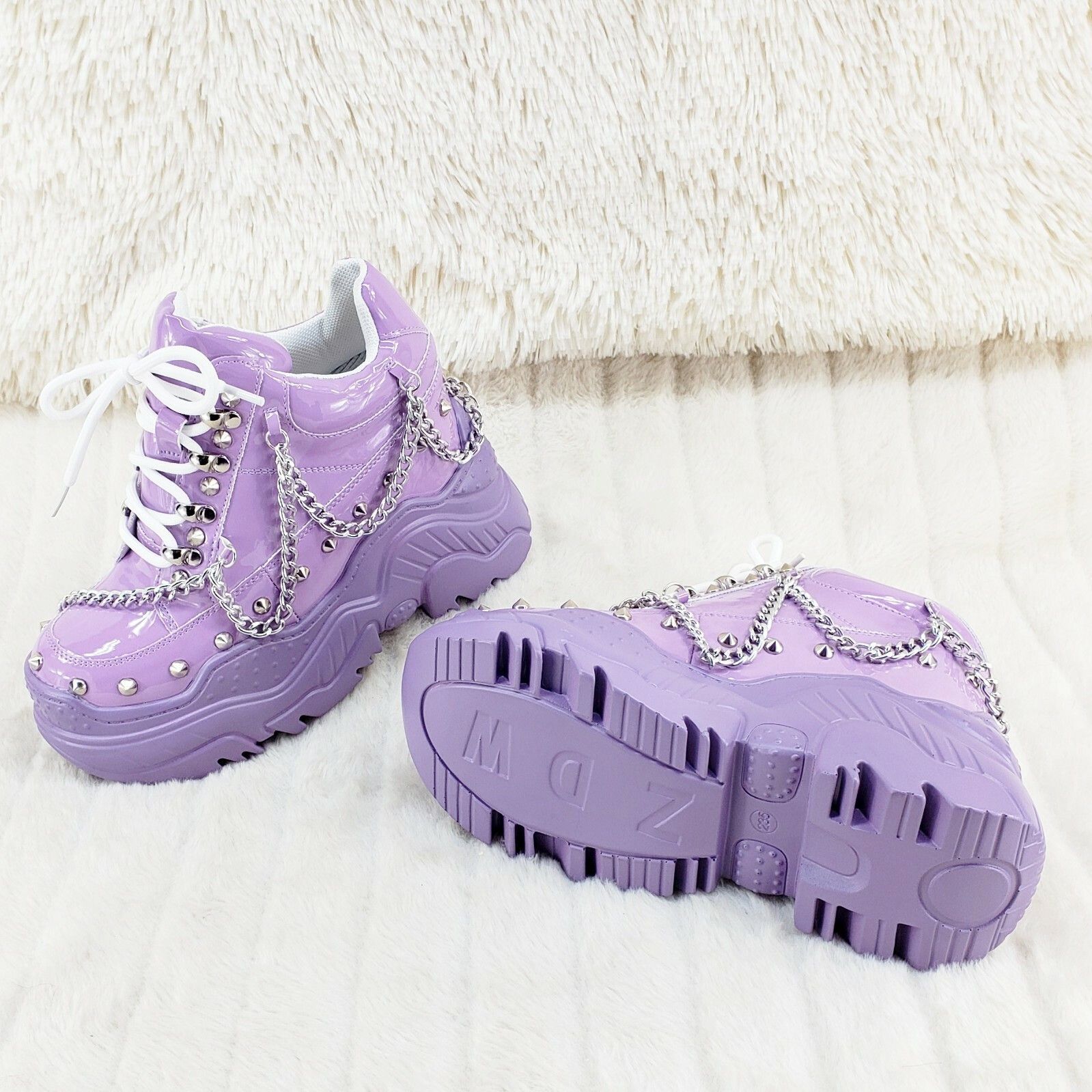 Other Space Candy Lilac Purple Platform Chain Sneaker Hidden Wedge Size US 7.5 / IT 37.5 - 3 Thumbnail