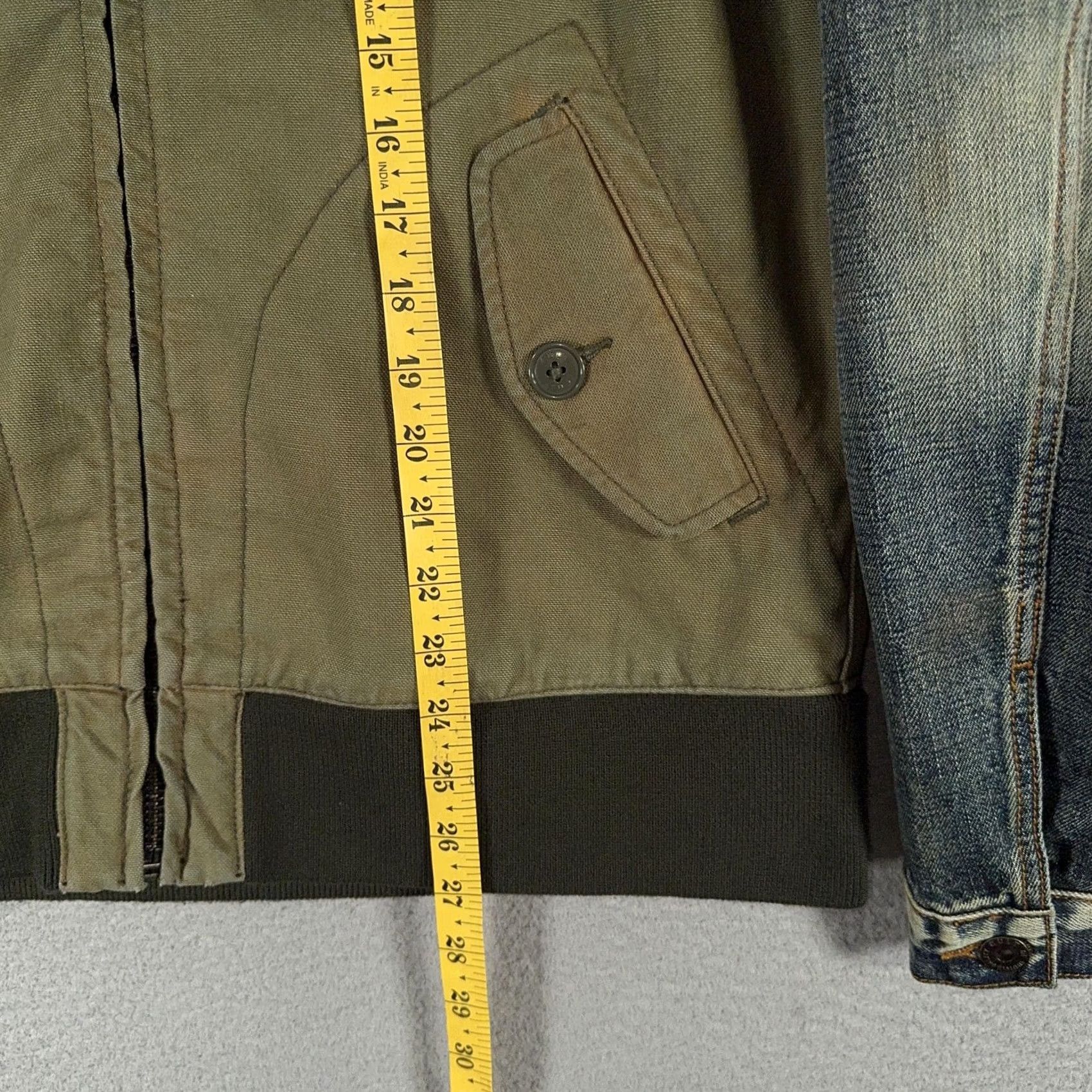 Cult Of Individuality VINTAGE Cult of Individuality Bomber Jacket Men M Denim Distressed RK Lobster Print Green Two Tone with Pockets ZIP Front Size US M / EU 48-50 / 2 - 6 Thumbnail