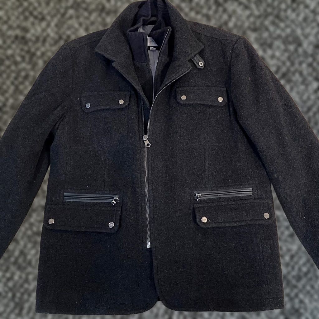 Vintage Marc New York Andrew Marc Mens Wool Blend Field Jacket Medium Charcoal Grey Jacket- Coat Military, Business, Casual, Workwear Mens Size US M / EU 48-50 / 2 - 1 Thumbnail