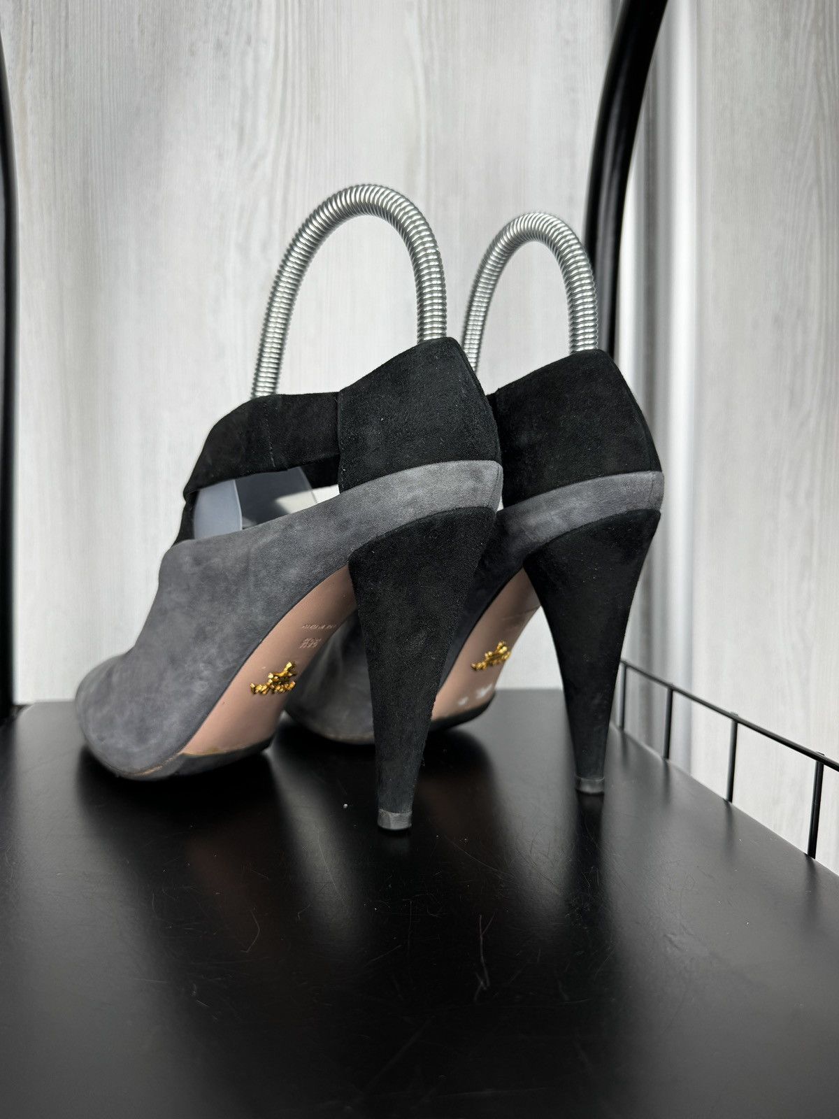 Prada Prada Gray Black Suede Ankle Cone Heels Size 36.5 EU 6.5 US Size US 6.5 / IT 36.5 - 10 Thumbnail