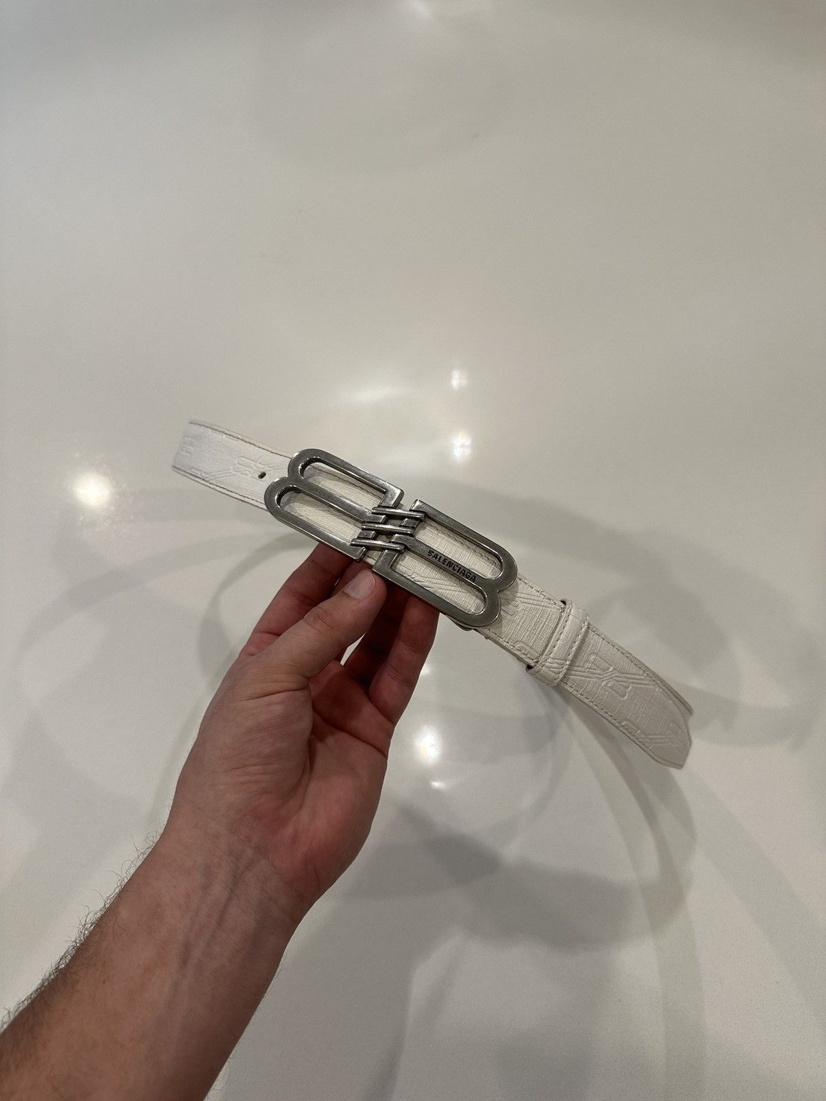 Balenciaga Balenciaga Belt White Double B Monogram | Grailed