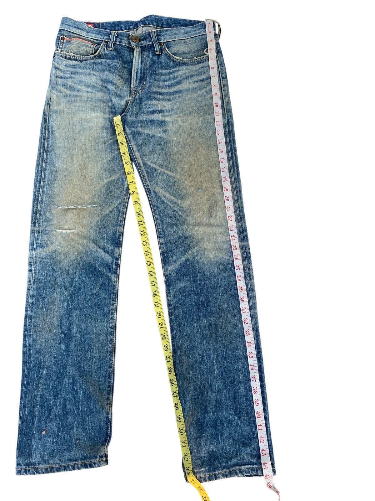 Edwin VINTAGE EDWIN 505zx SELVEDGE BUCKLE BACK DISTRESSED DENIM Size US 33 - 19 Thumbnail