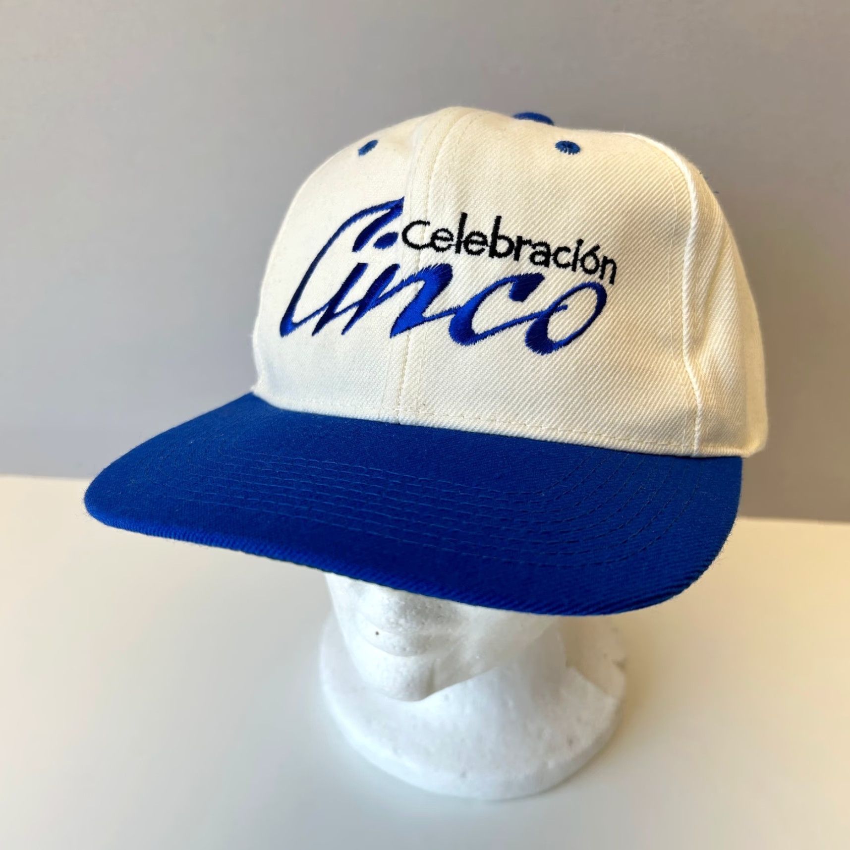Vintage VINTAGE Cap Boy Twill Snapback Hat One Size Blue Beige 90s Classic Countries Casual Unisex Adults Adjustable Wool Polyester Hat Size ONE SIZE - 2 Thumbnail