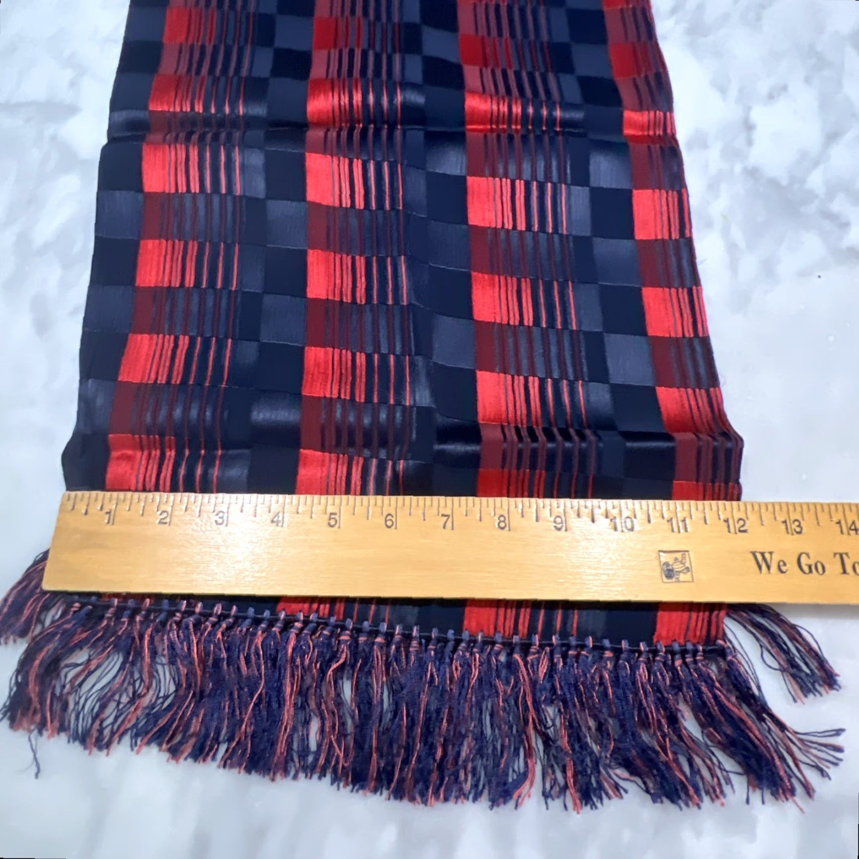 Vintage VINTAGE Silk Scarf Front Blue Red 12” x 48” Women Size ONE SIZE - 4 Thumbnail