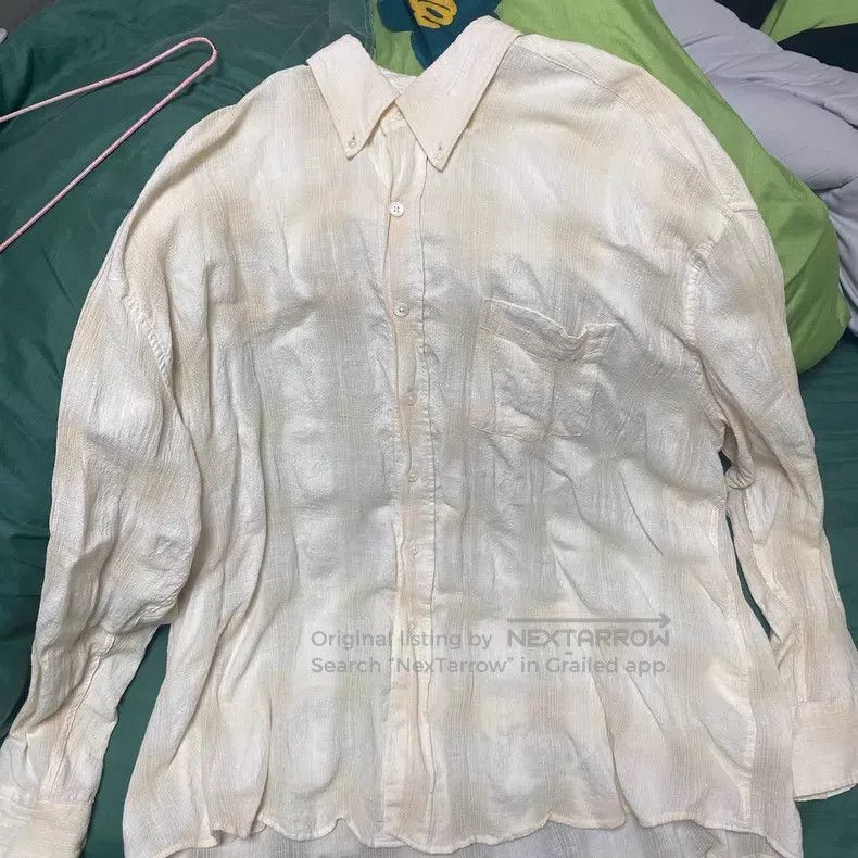 Our Legacy Our Legacy Beige checkered pleated loose linen shirt Size US S / EU 44-46 / 1 - 4 Thumbnail