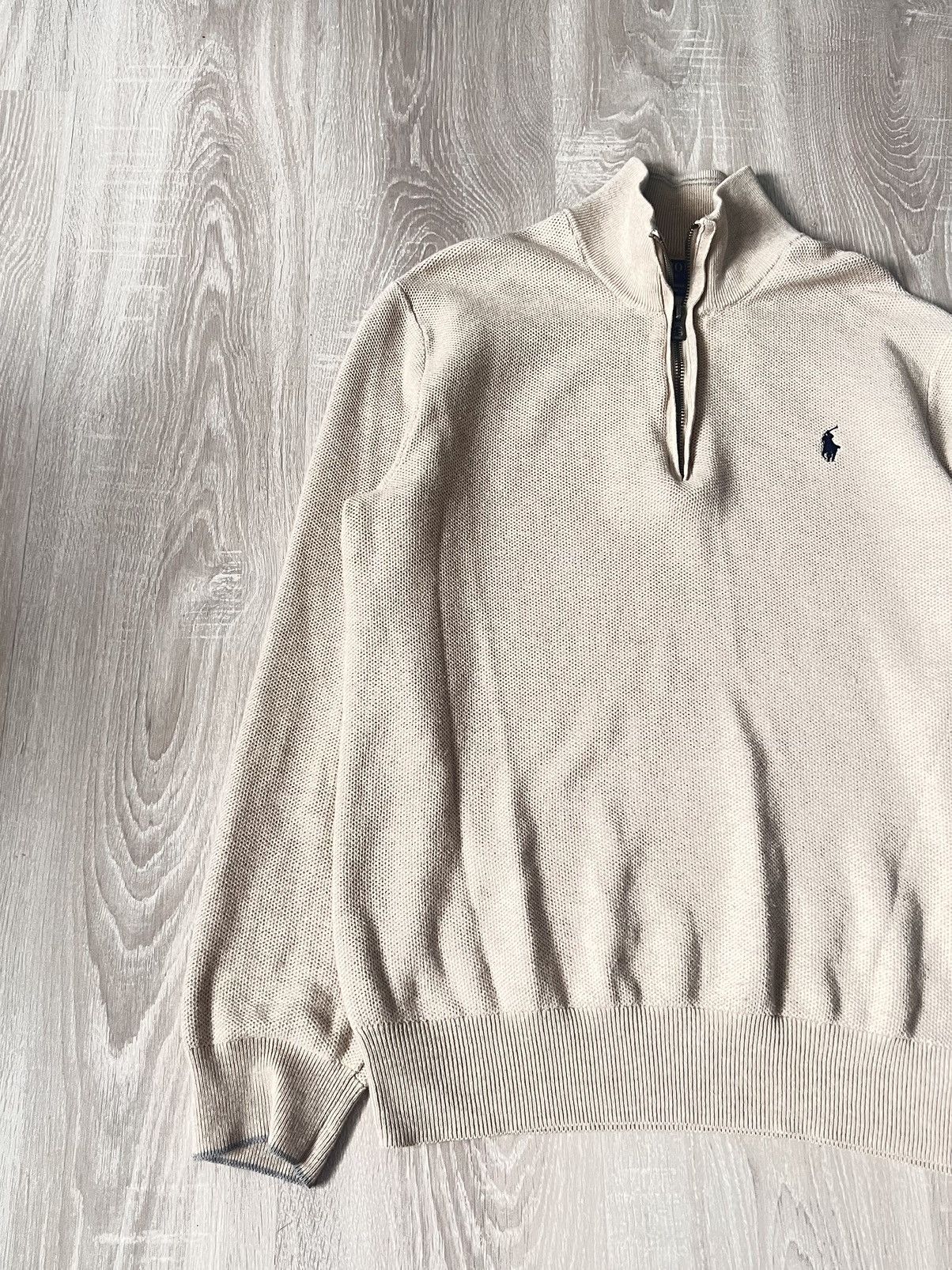 Polo Ralph Lauren Polo Ralph Lauren Beige 1/3 Knit Zip Basic Pullover Sweater Size US M / EU 48-50 / 2 - 2 Thumbnail
