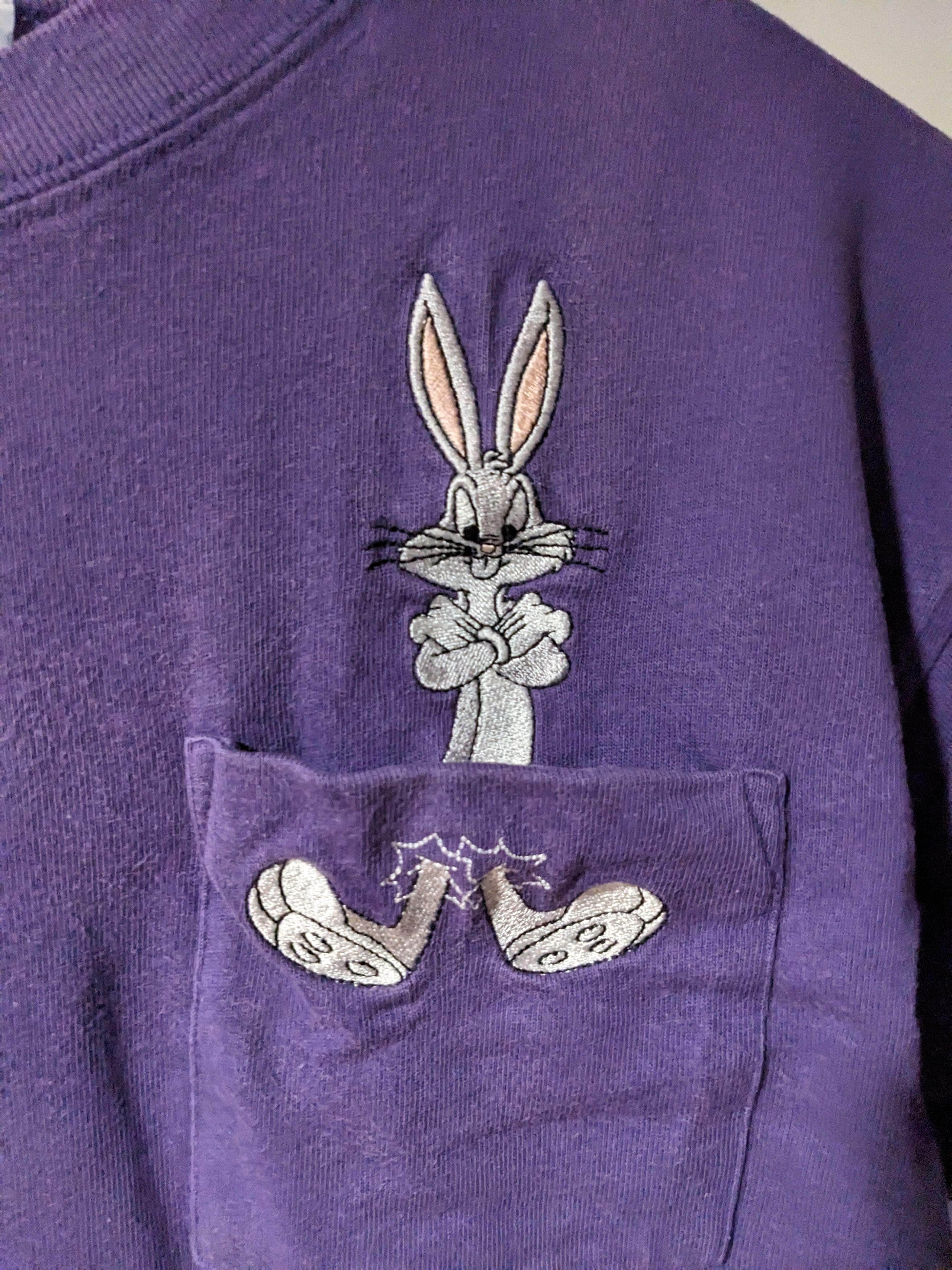 Cartoon Network Vintage 90s Bugs Bunny Pocket Kids X-Large Purple T-Shirt Size US XL / EU 56 / 4 - 2 Thumbnail